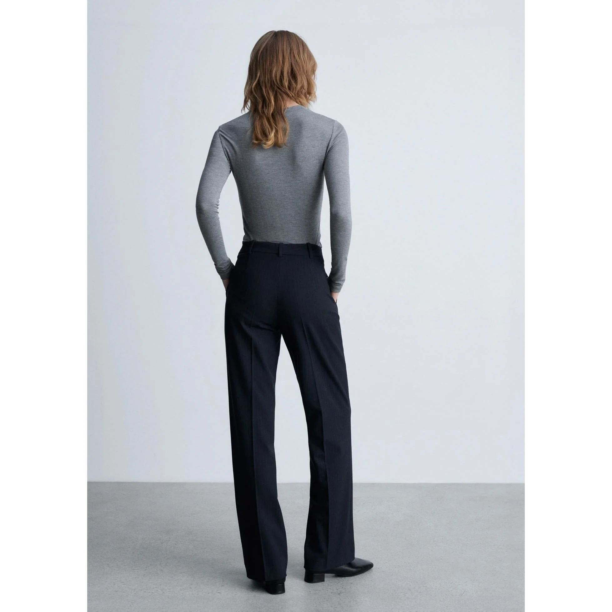 Pantalon De Costume Fines Rayures - Dark Navy - Image 7