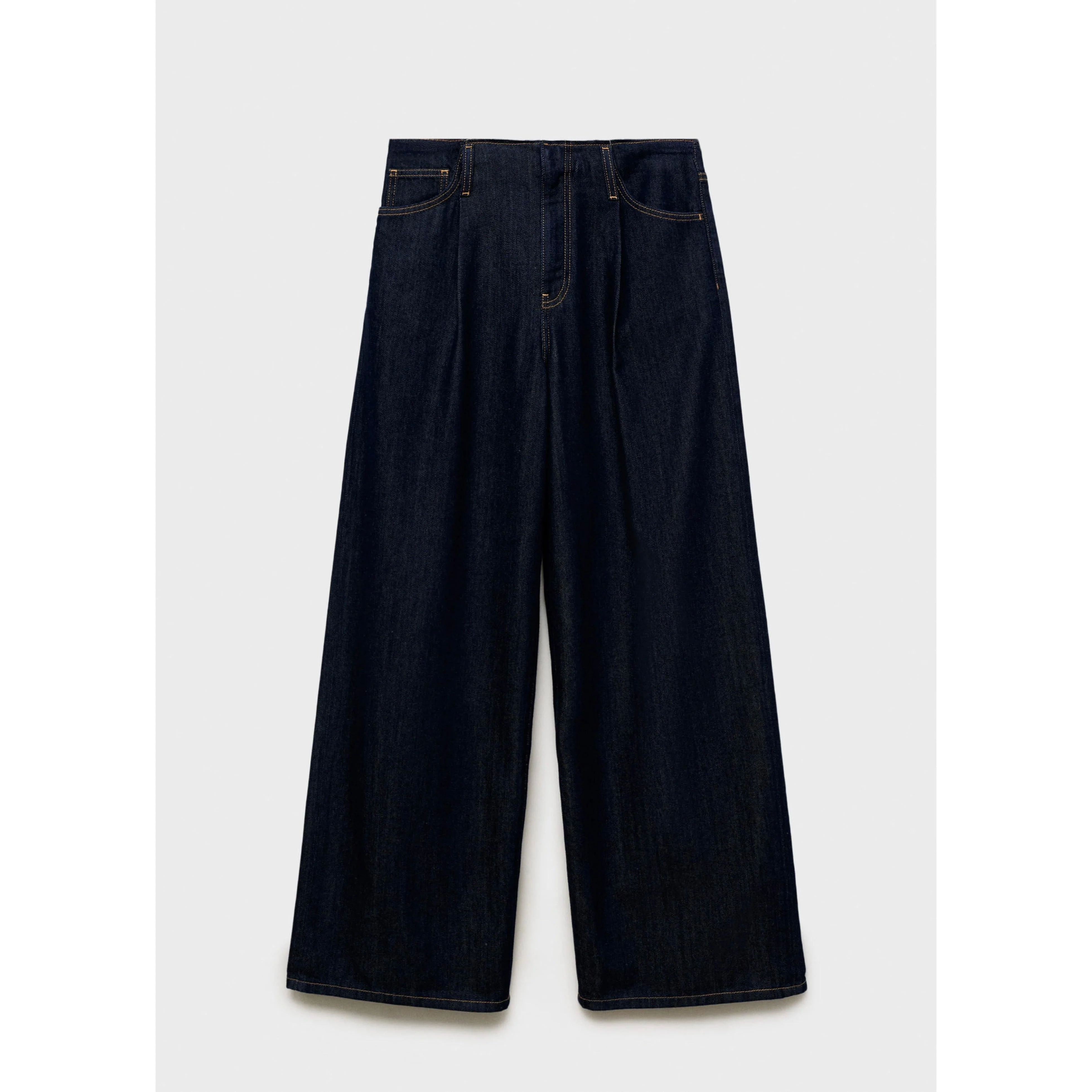 Pantalon En Denim Wideleg Taille Effilochée - Open Blue - Image 2