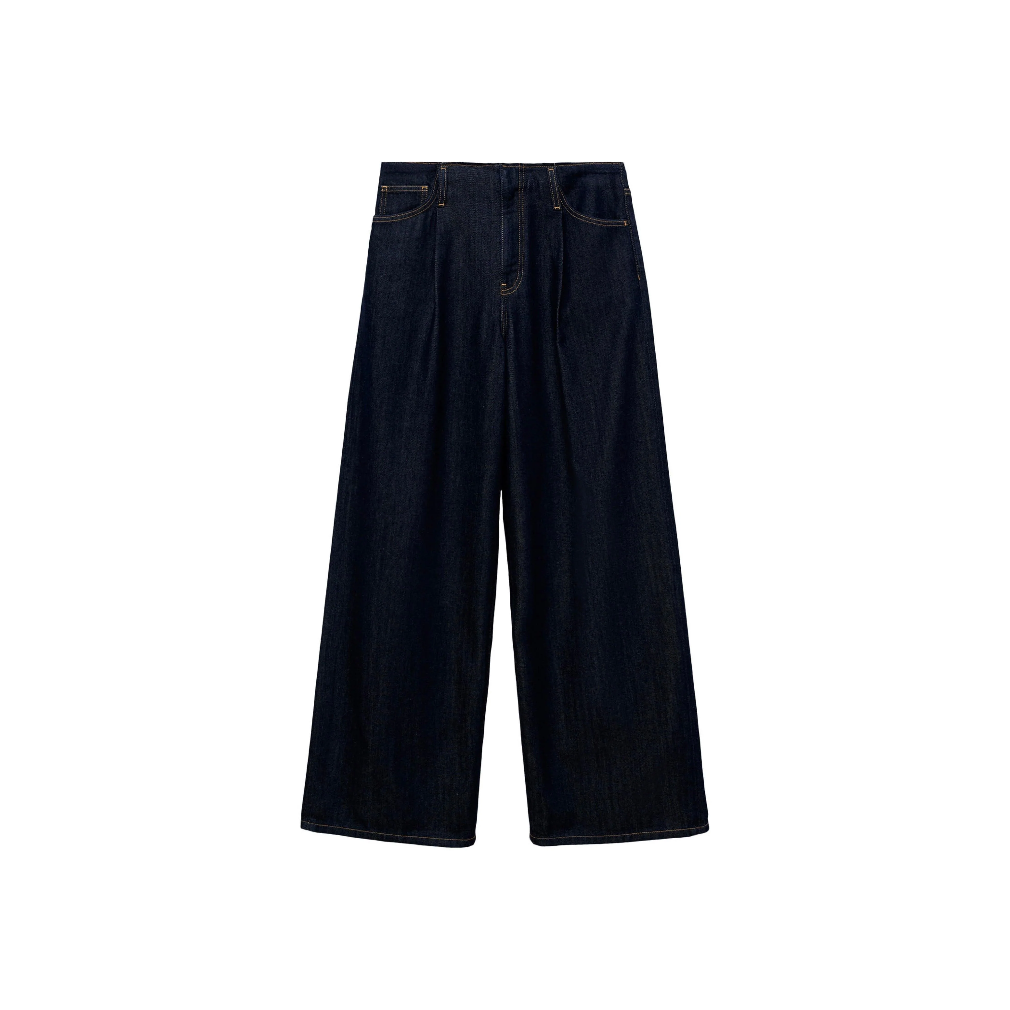 Pantalon En Denim Wideleg Taille Effilochée - Open Blue - Image 3