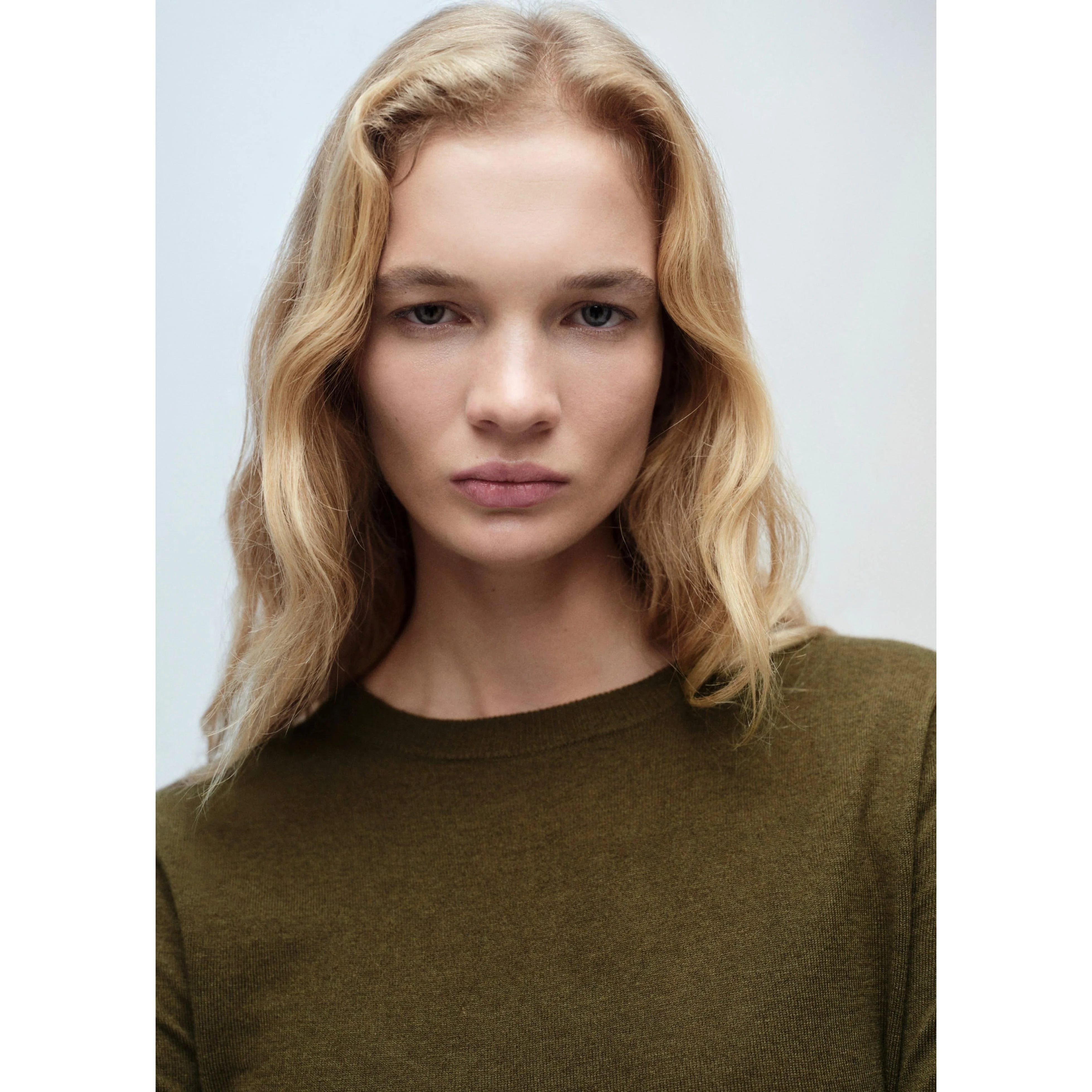 Pull-Over Laine Mélangée Col Rond - Khaki - Image 4