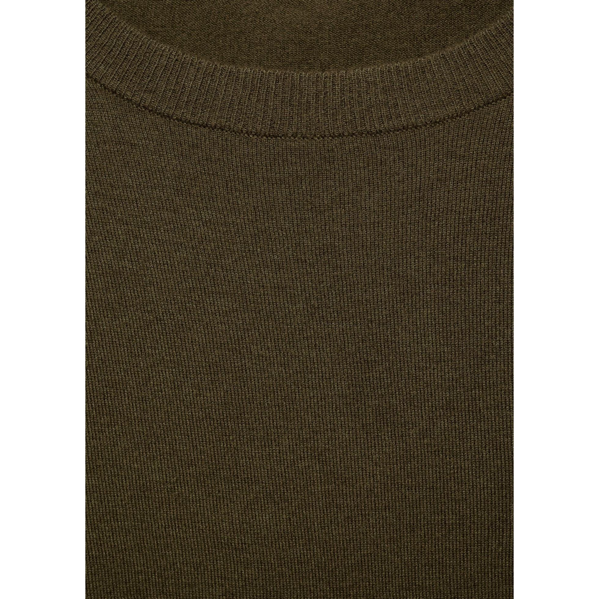 Pull-Over Laine Mélangée Col Rond - Khaki - Image 5