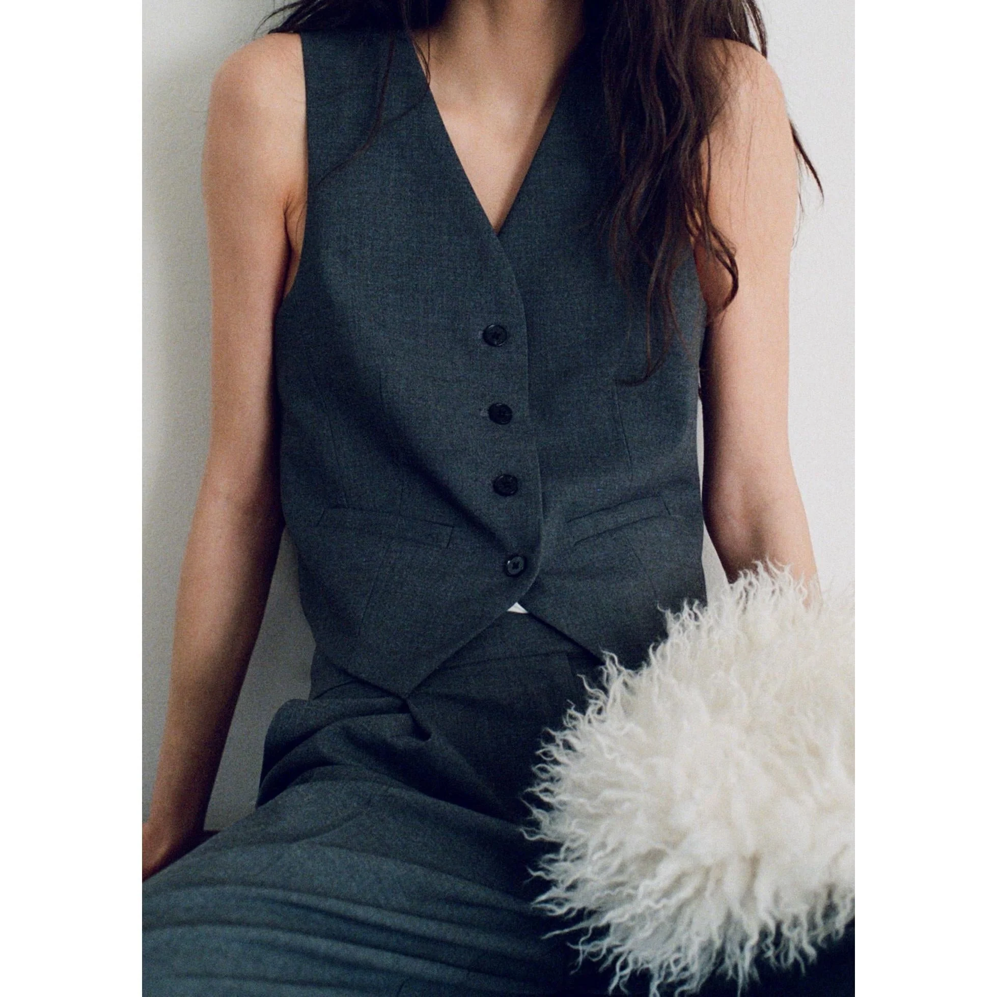 Gilet Costume Ceinture Réglable - Grey - Image 5