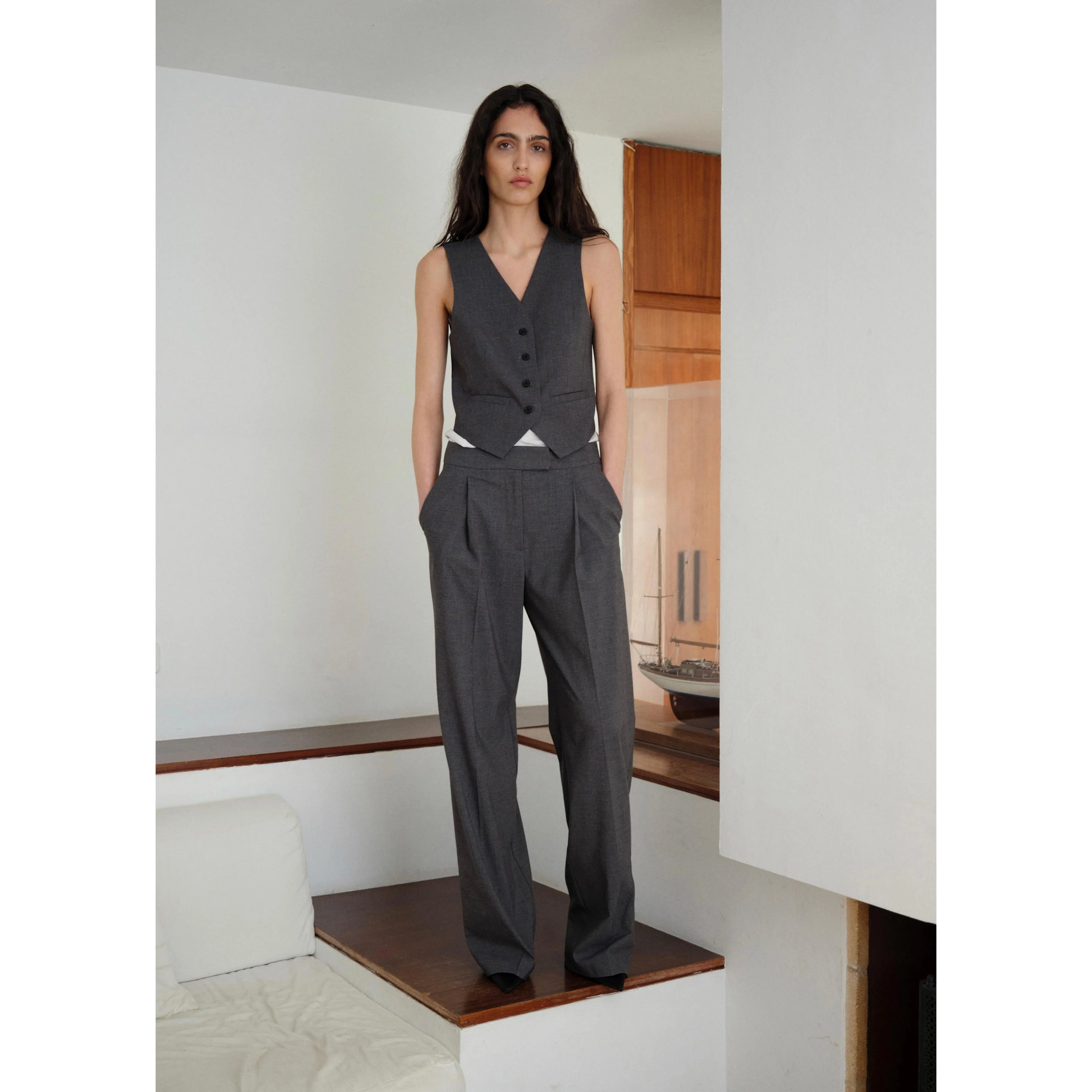 Gilet Costume Ceinture Réglable - Grey - Image 8