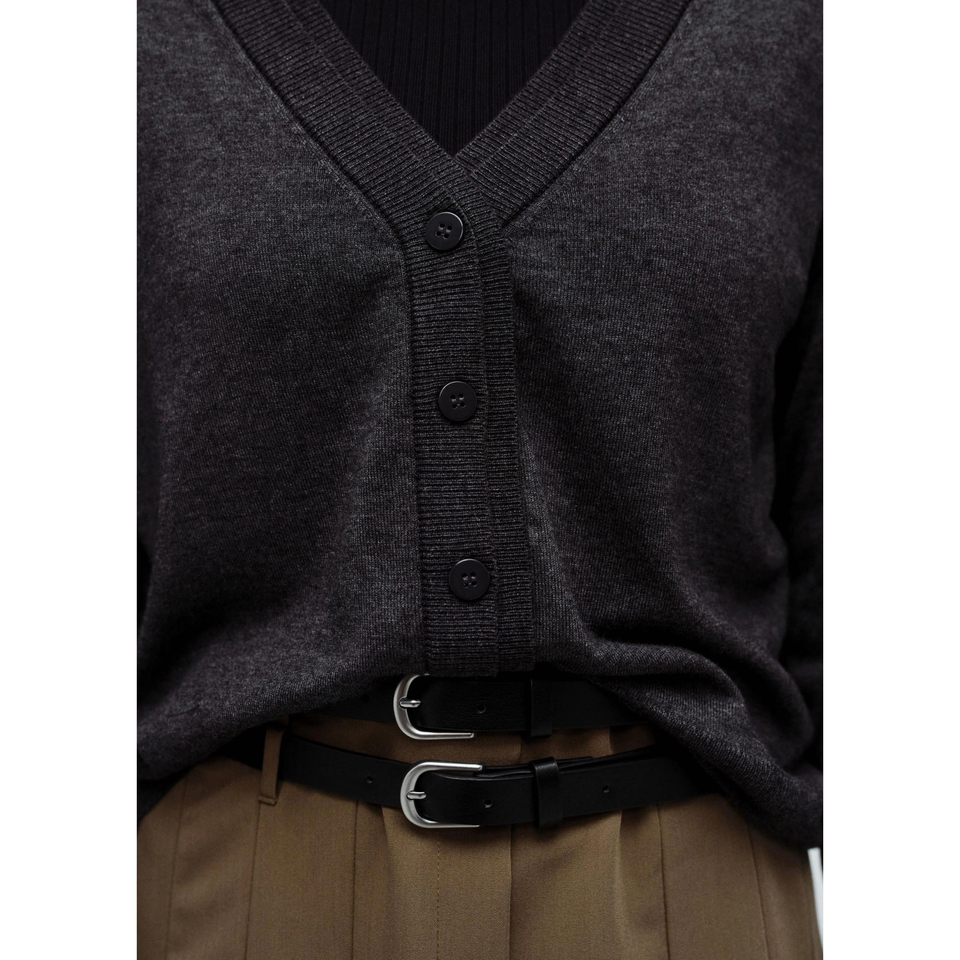 Cardigan Maille Col V - Dark Heather Grey - Image 4