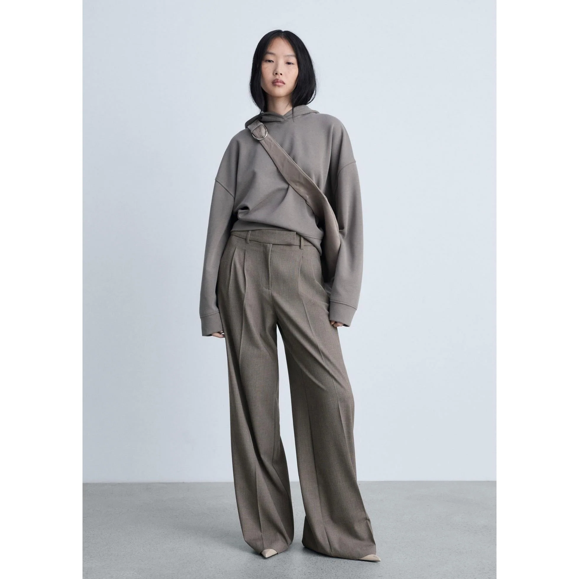 Wideleg Suit Trousers - Brown - Image 5