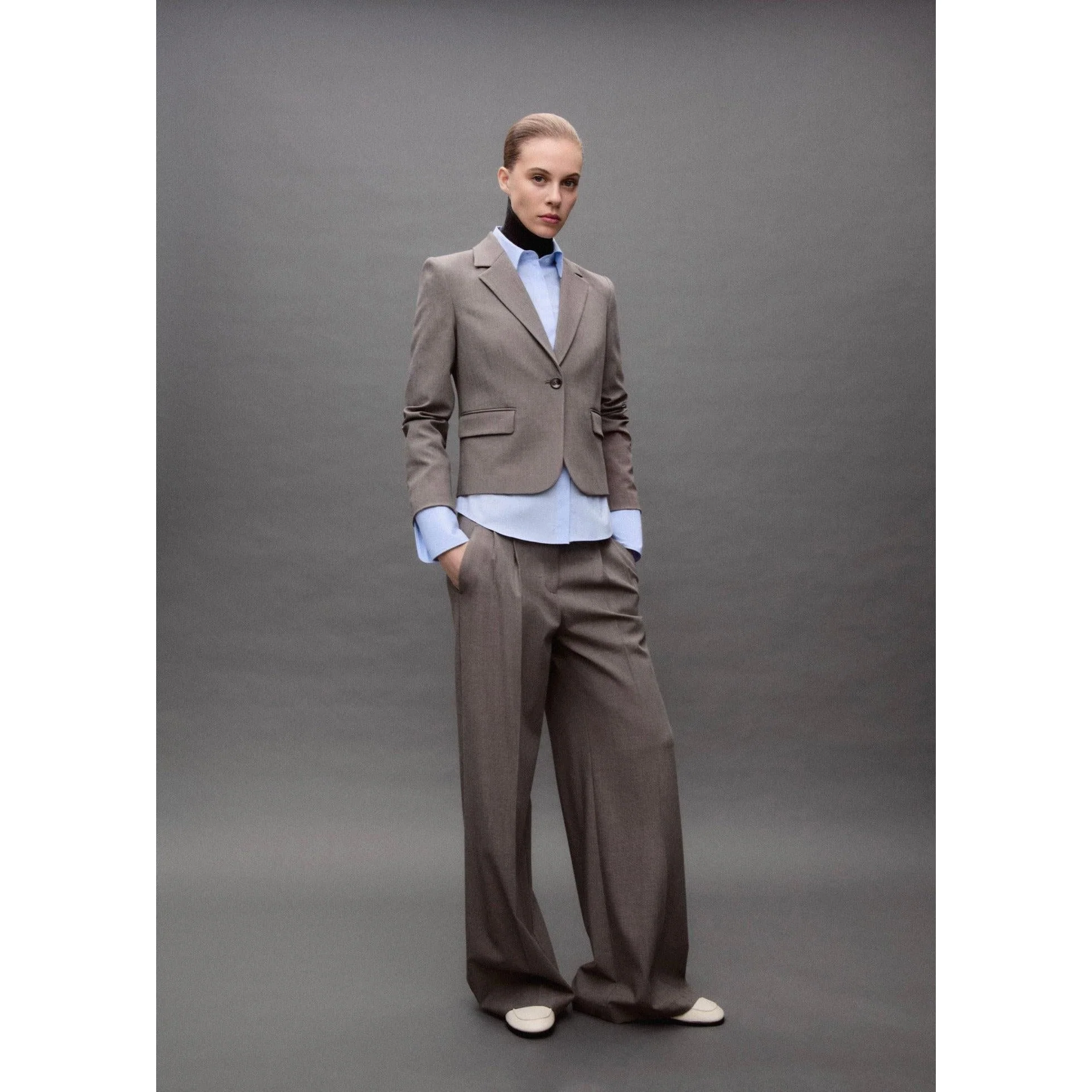 Wideleg Suit Trousers - Brown - Image 6