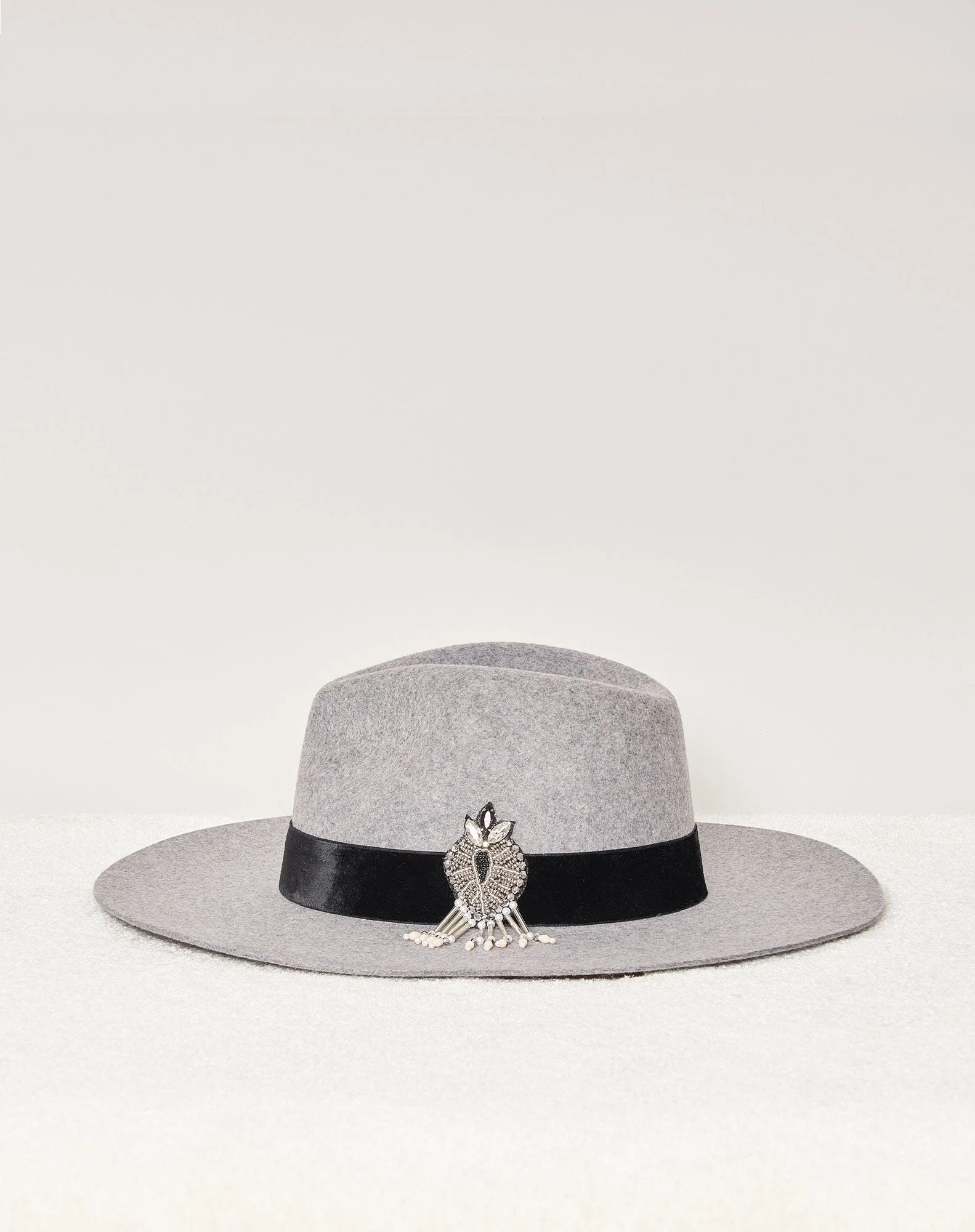 Chapeau Victor - Gris Chine Velours Broderie Balkans - Image 3