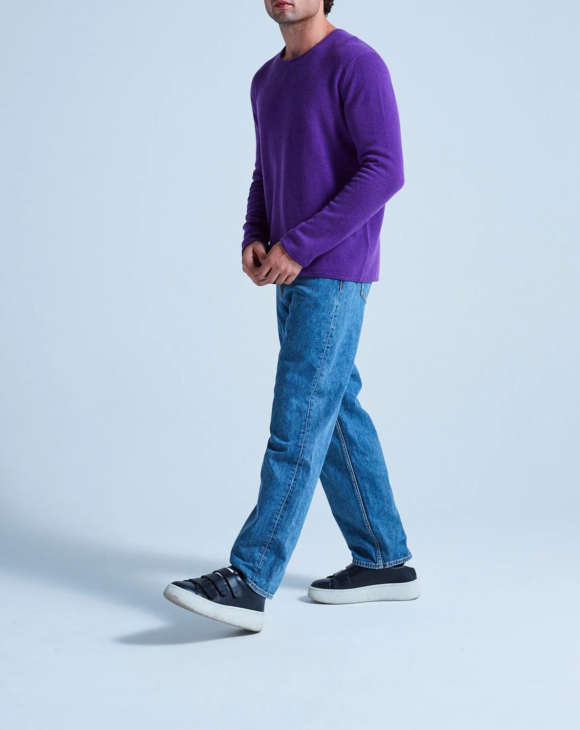 Pull Col Rond Finitions Roulées Taylor - Aubergine - 100% Cachemire 12Gg - Mixte - Image 2