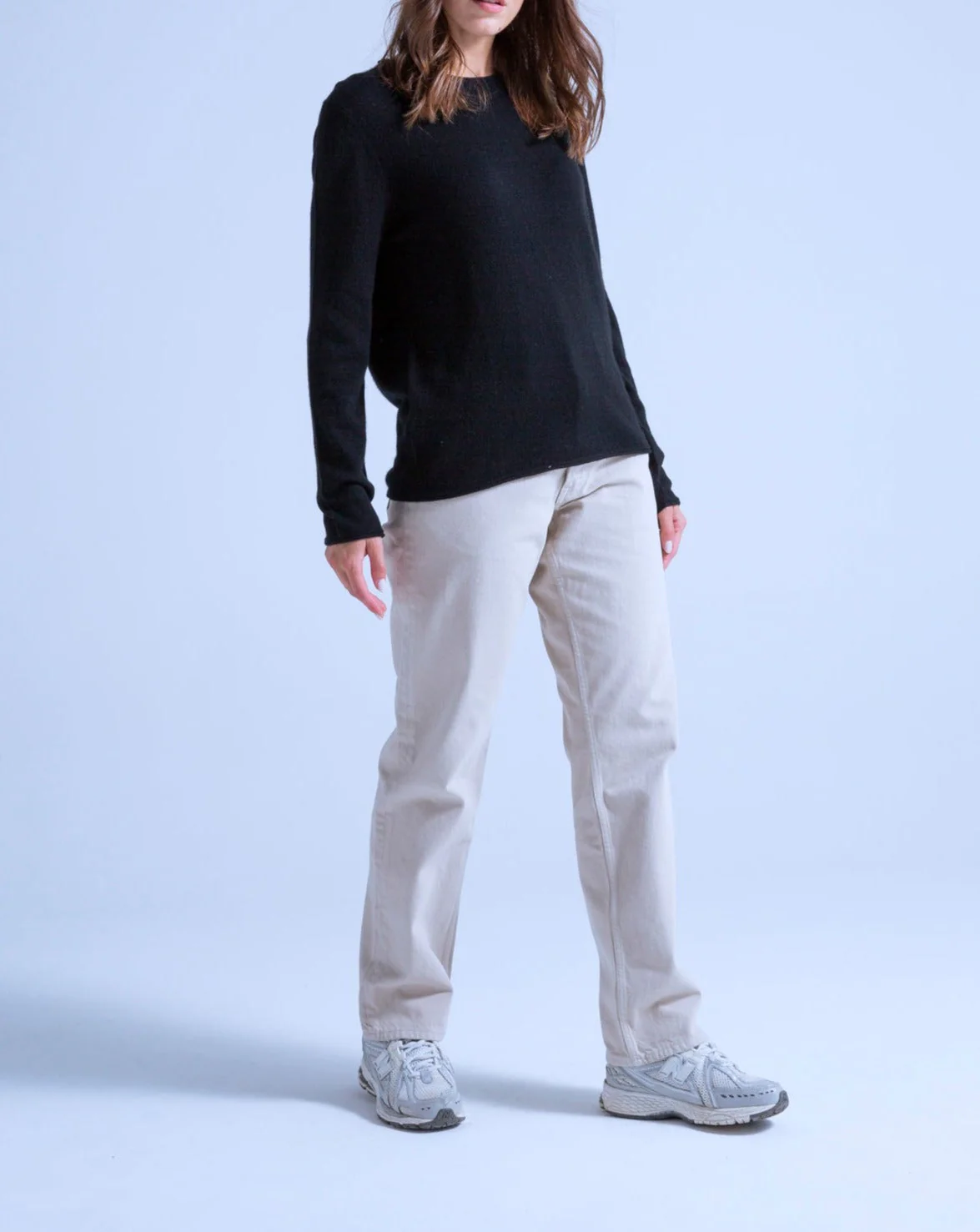 Pull Col Rond Finitions Roulées Taylor - Noir - 100% Cachemire 12Gg - Mixte - Image 5