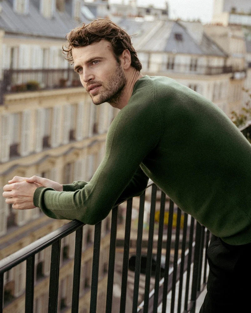 Pull V Ajuste Emmanchures Marteau - Vert Goemon - Homme - Image 2