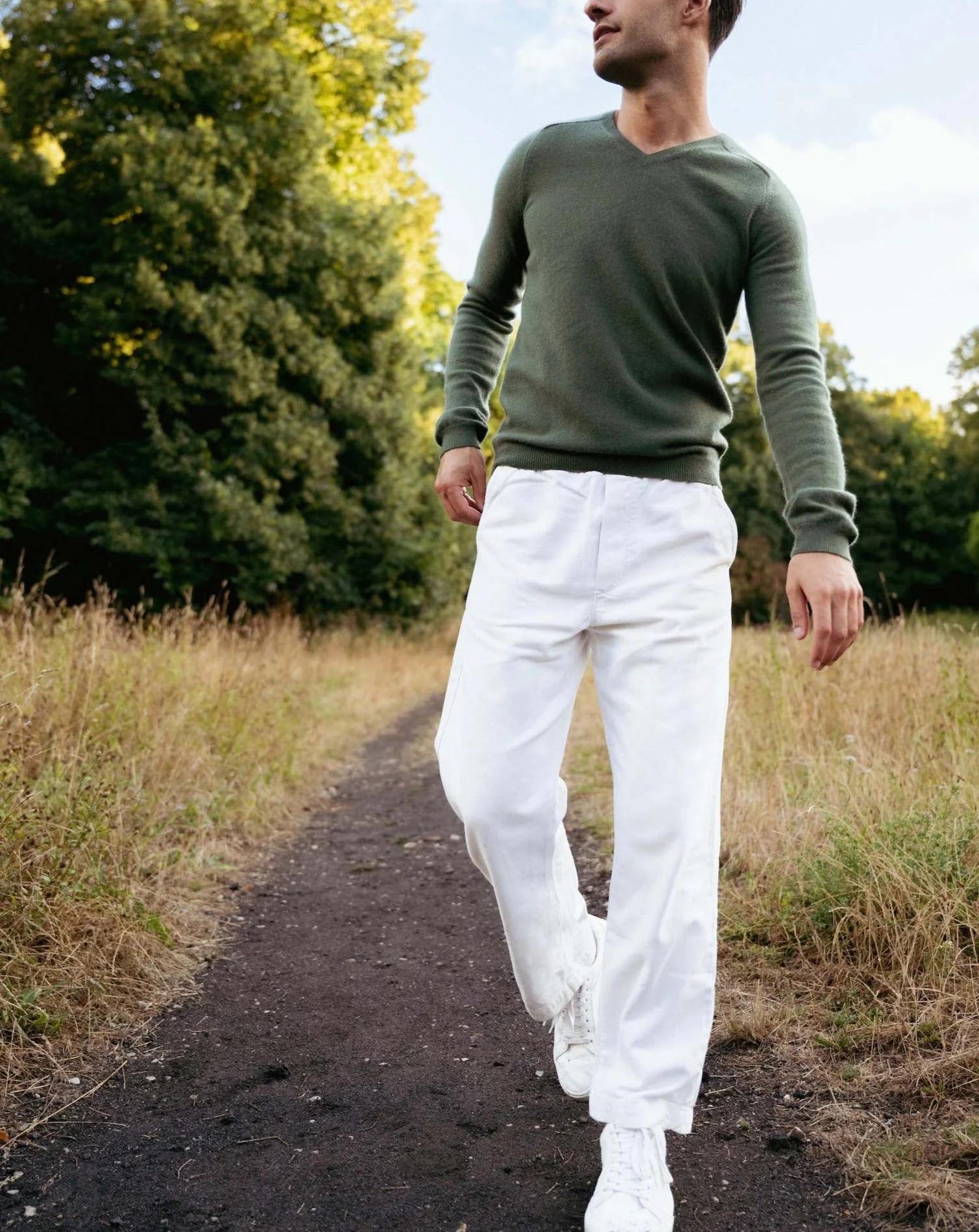 Pull V Ajuste Emmanchures Marteau - Vert Goemon - Homme - Image 3
