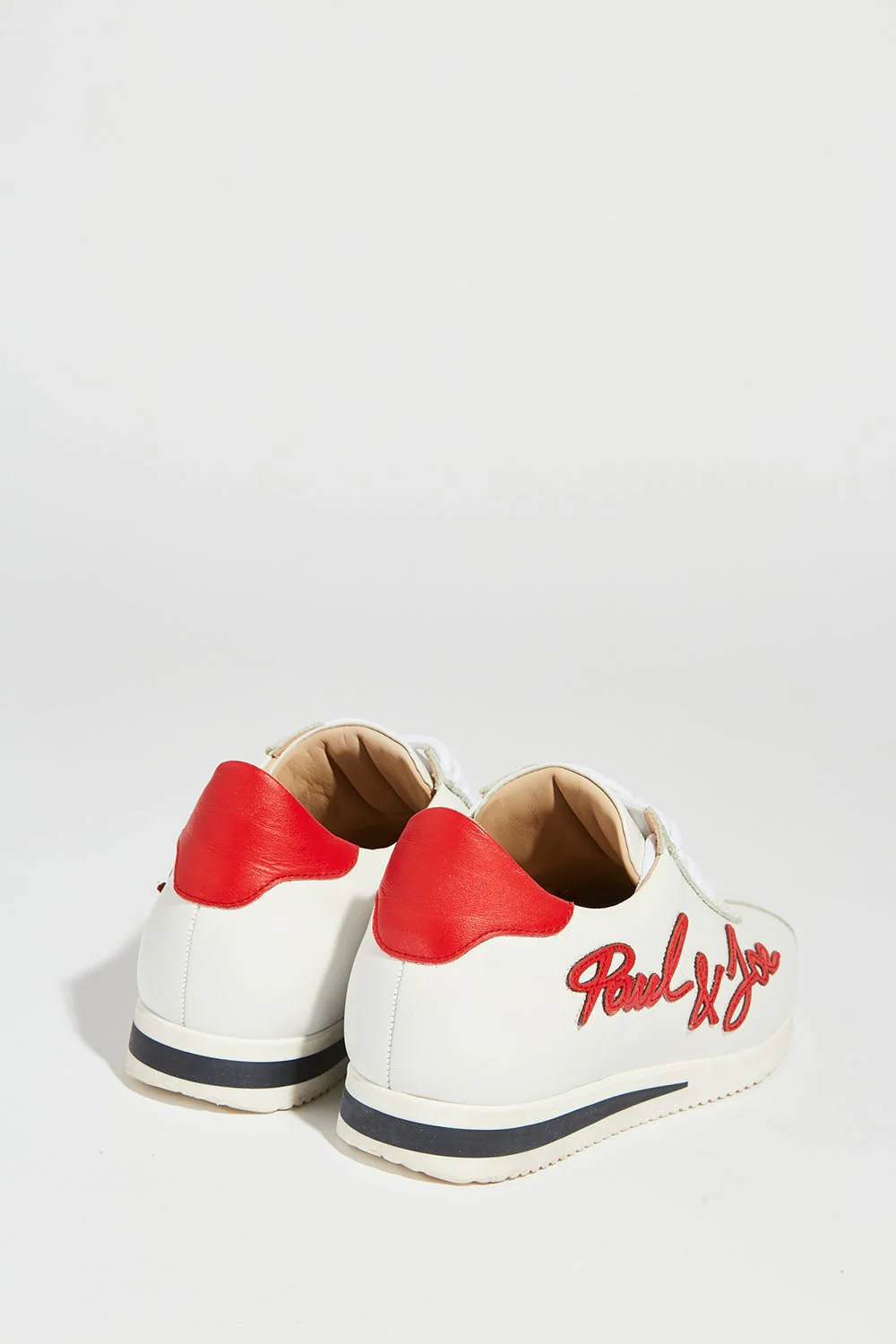 Paul & Joe - Paire De Baskets Blanches Et Logo Rouge Paul & Joe En Cuir - Image 3