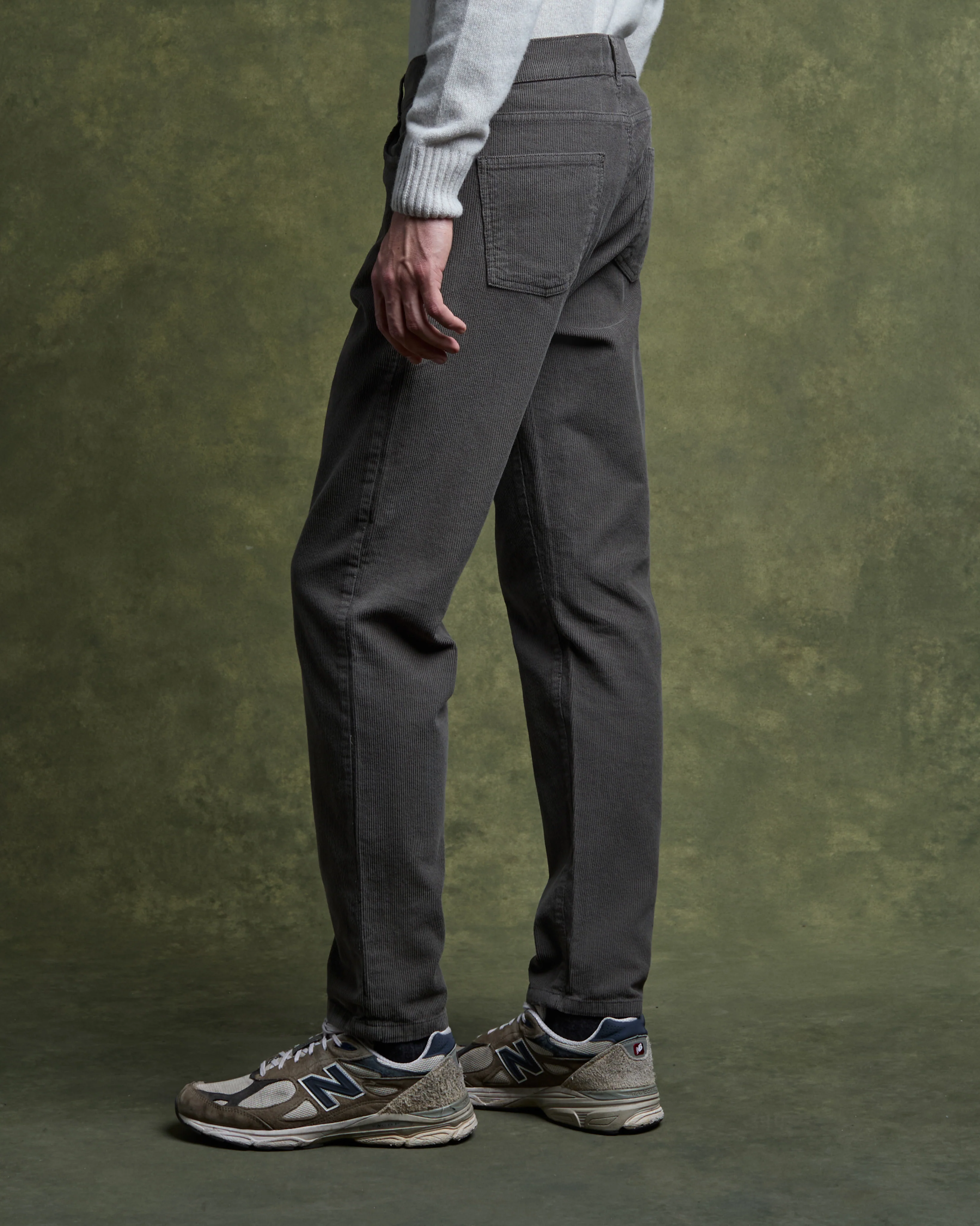 Pantalon Cinq Poches Dean Velours - Galet - Image 5