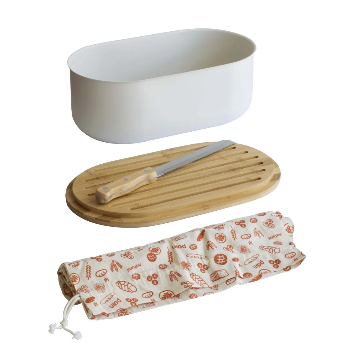 Set Boîte À Pain 4 En 1 En Métal Et Bambou Crème - Crème, Beige - Image 4
