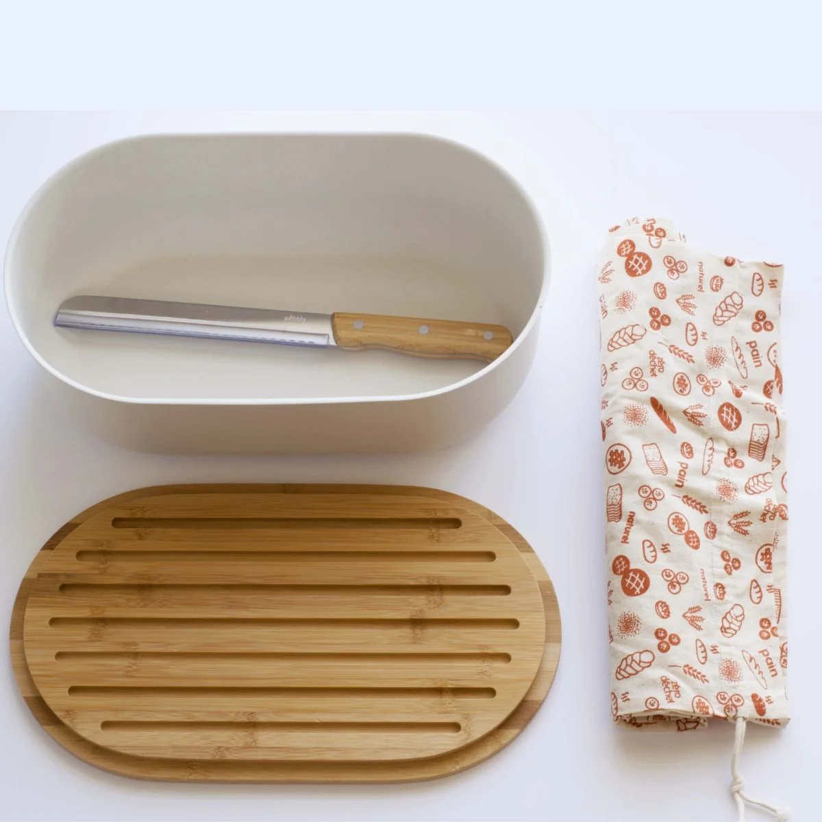 Set Boîte À Pain 4 En 1 En Métal Et Bambou Crème - Crème, Beige - Image 5