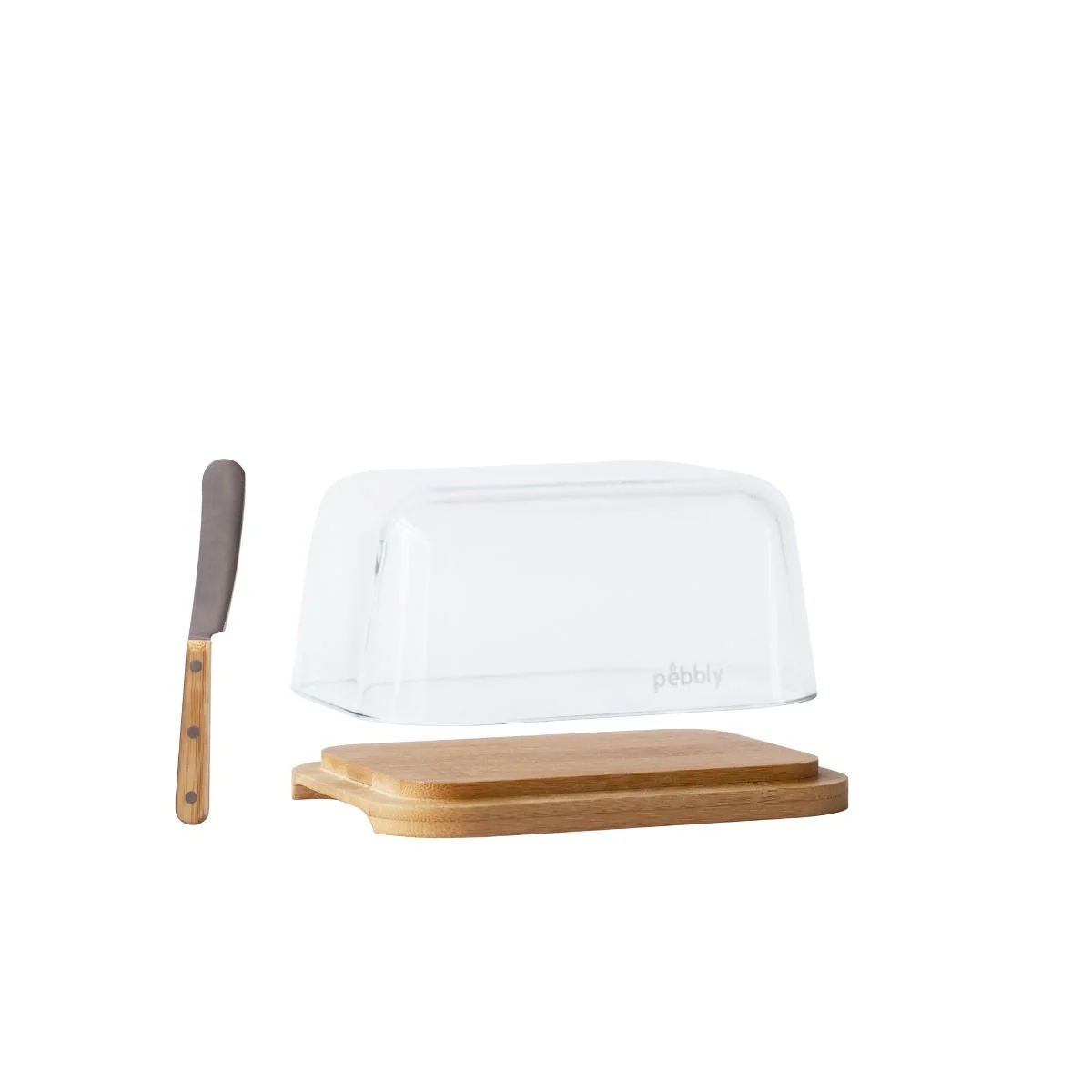 Beurrier En Verre Et Bambou Avec Couteau À Beurre En Inox - Beige - Image 3