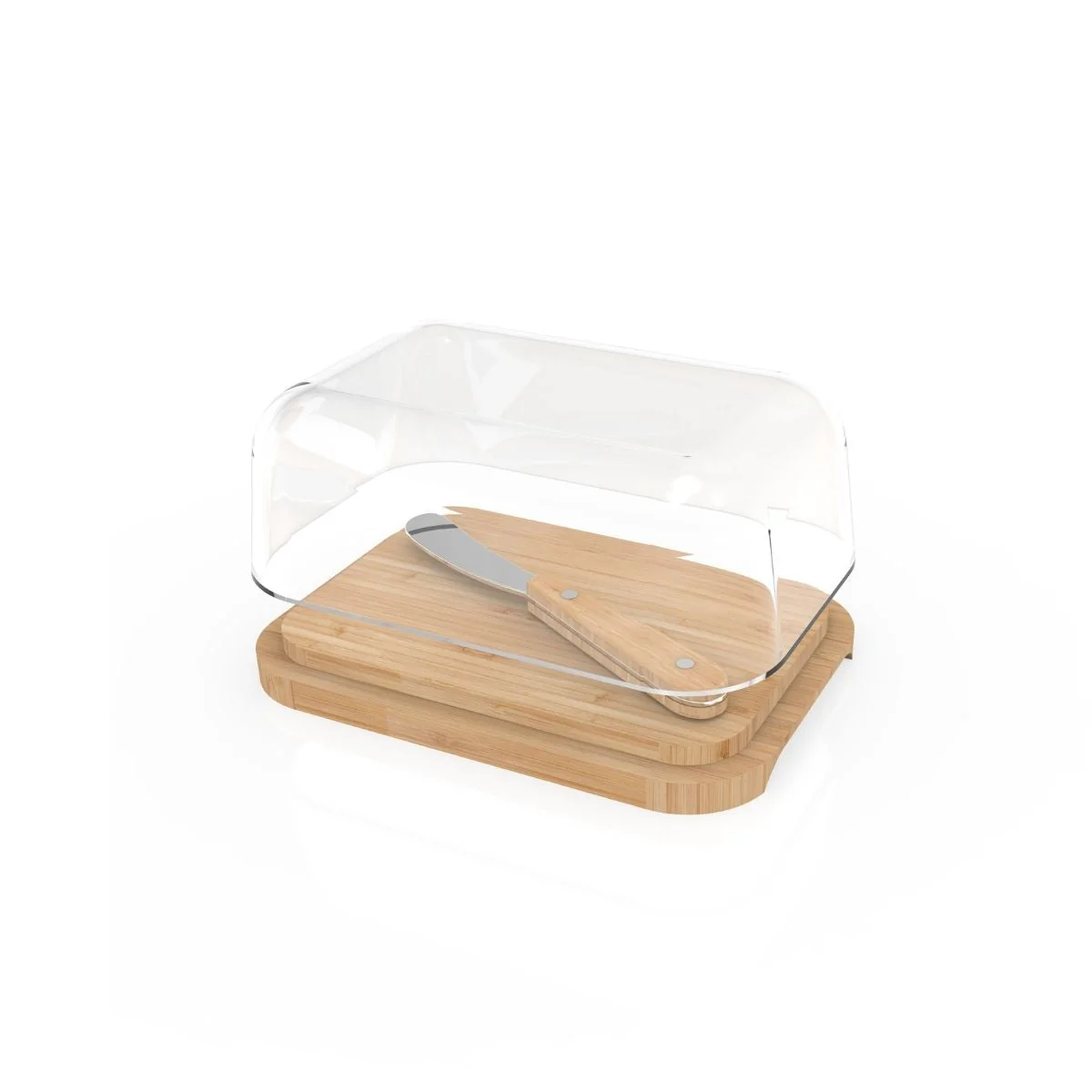 Beurrier En Verre Et Bambou Avec Couteau À Beurre En Inox - Beige - Image 4