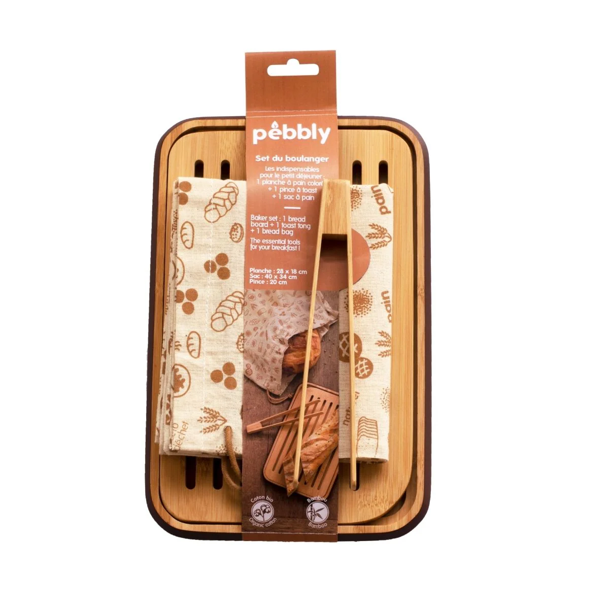 Set Du Boulanger : Planche À Découper, Pince À Toast Et Sac À Pain - Beige, Chocolat - Image 2