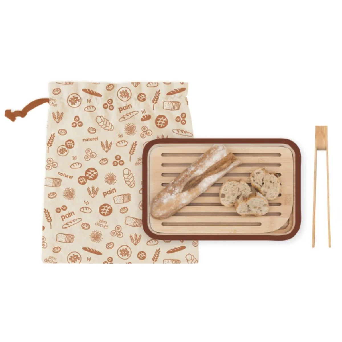 Set Du Boulanger : Planche À Découper, Pince À Toast Et Sac À Pain - Beige, Chocolat - Image 4