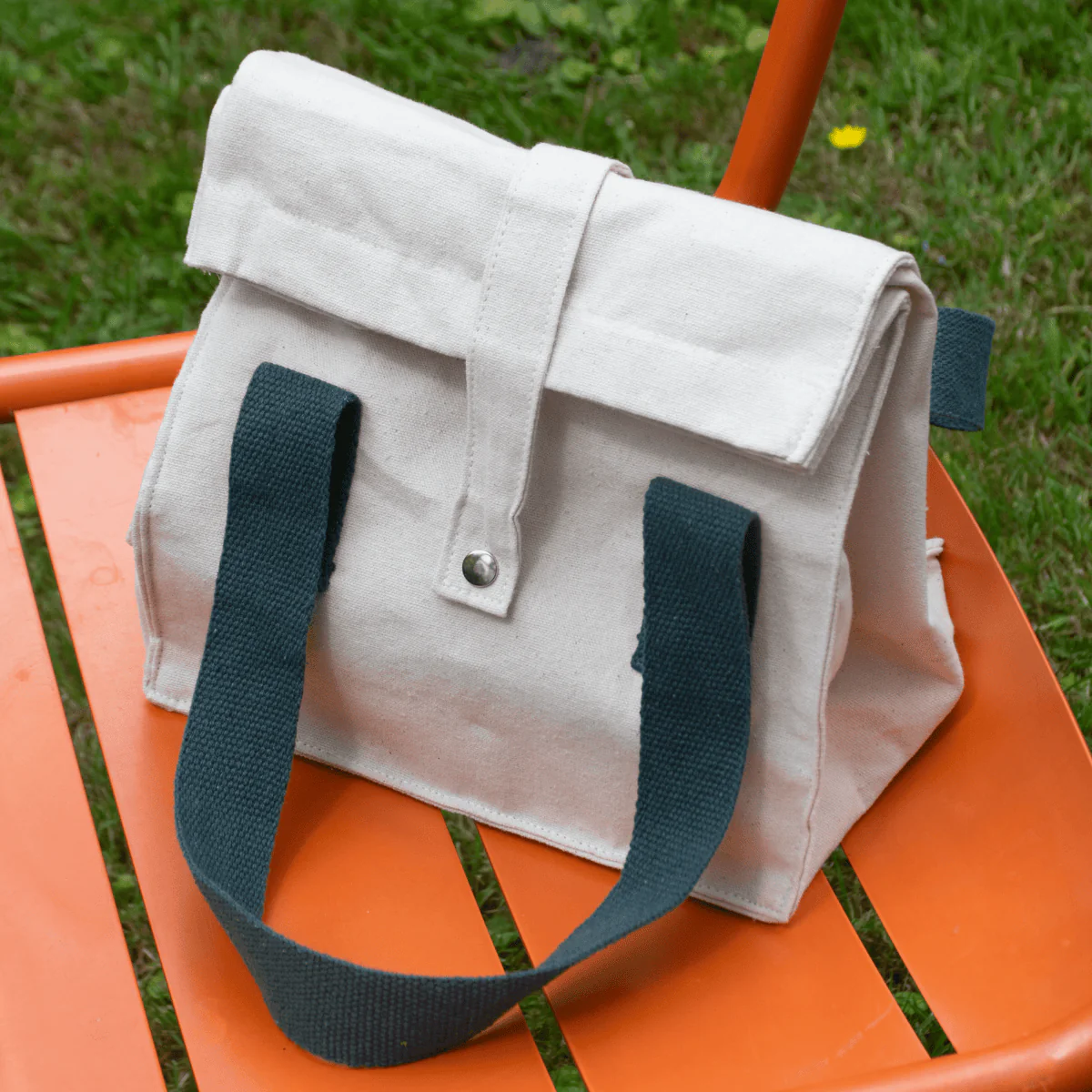 Sac Déjeuner En Coton Bio - Bleu Canard - Image 4