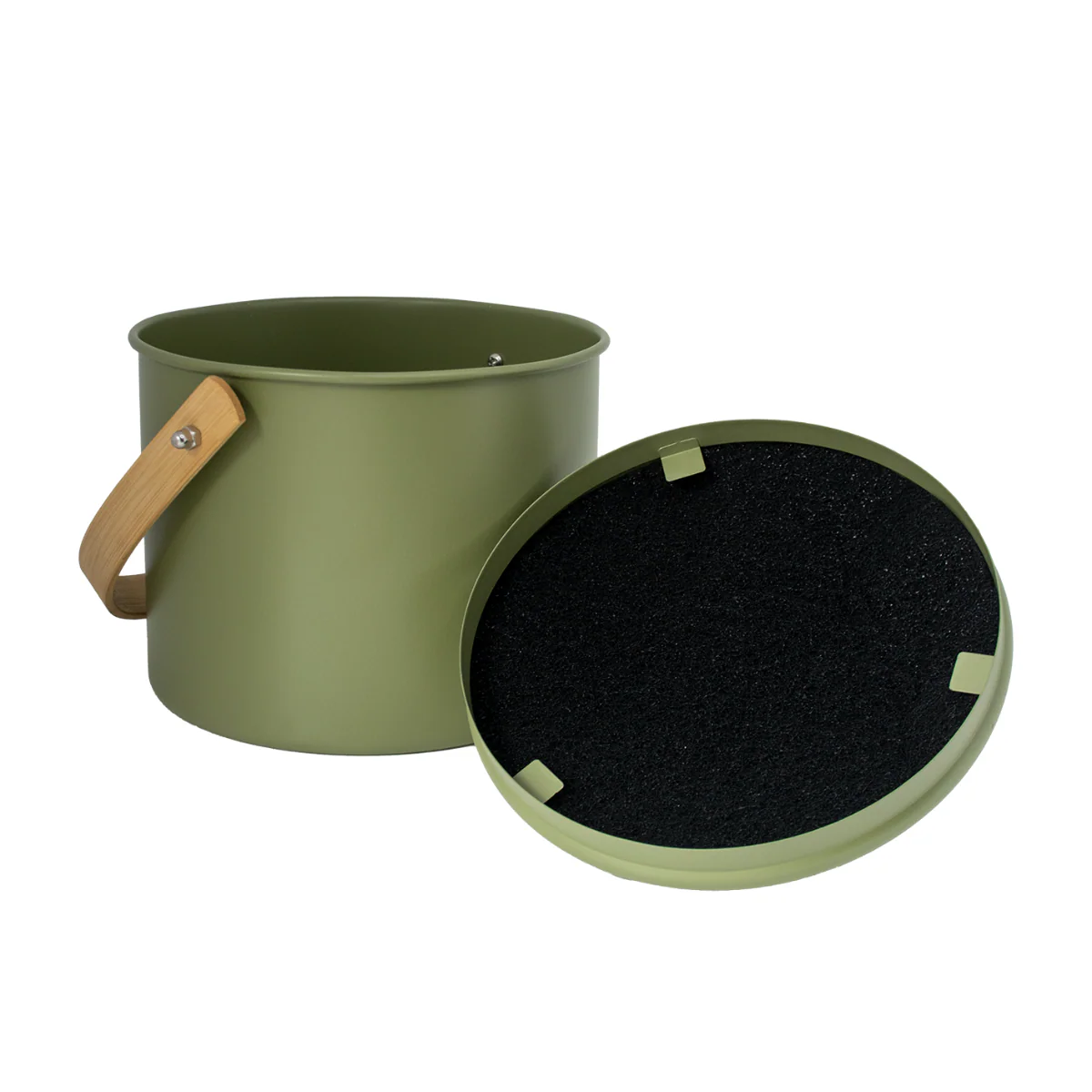 Seau À Compost D'Intérieur En Acier Avec Filtre À Charbon Anti-Odeurs - 3,5 L - Olive - Image 2