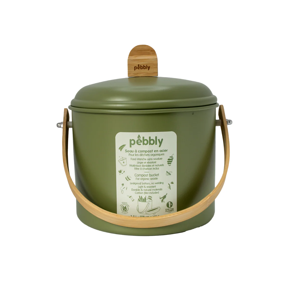 Seau À Compost D'Intérieur En Acier Avec Filtre À Charbon Anti-Odeurs - 3,5 L - Olive - Image 4