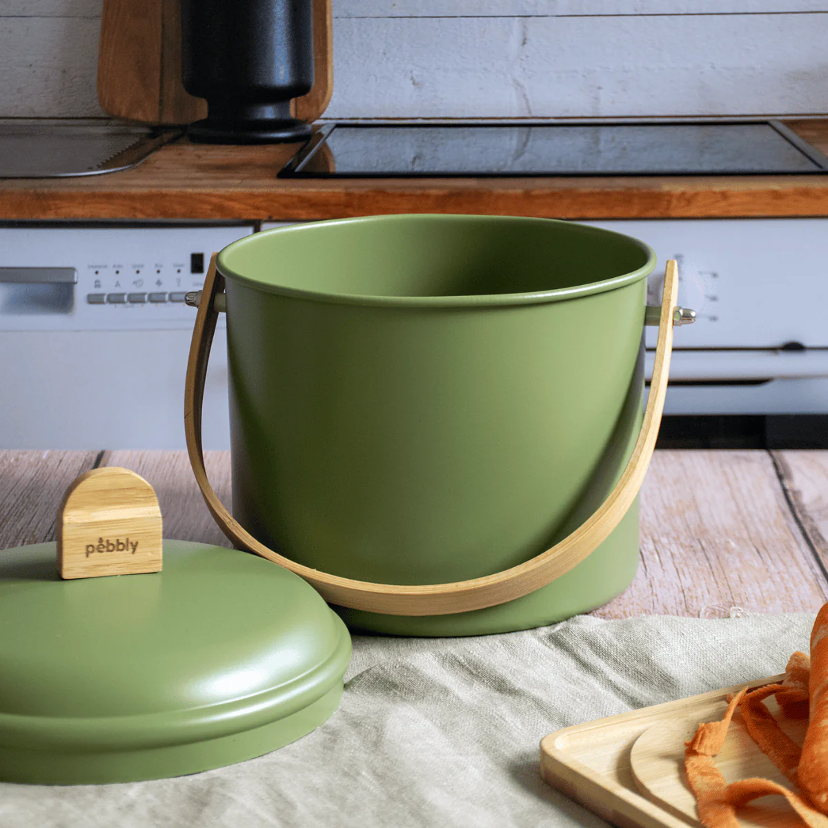 Seau À Compost D'Intérieur En Acier Avec Filtre À Charbon Anti-Odeurs - 3,5 L - Olive - Image 6