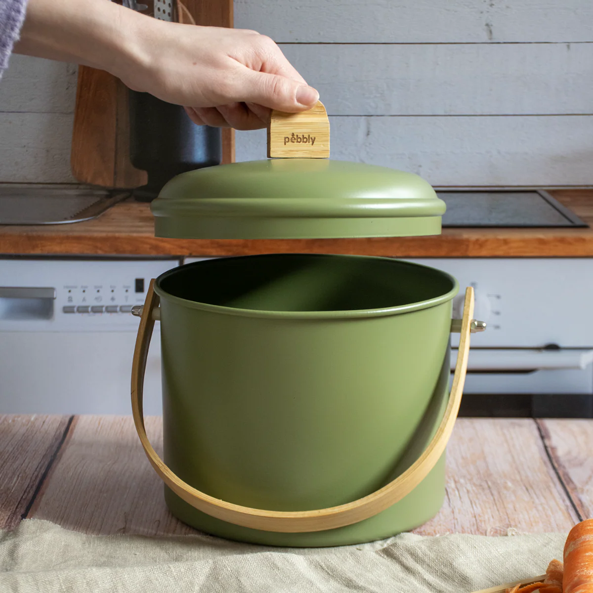 Seau À Compost D'Intérieur En Acier Avec Filtre À Charbon Anti-Odeurs - 3,5 L - Olive - Image 8