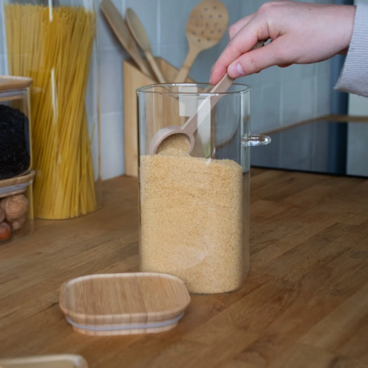 Boîte Haute Carrée Avec Cuillère À Doser Intégrée - Transparent - Image 3
