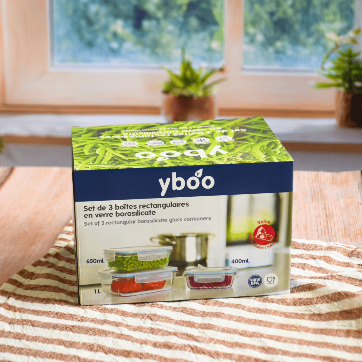 Coffret De 3 Boîtes De Conservation En Verre Rectangulaires - Transparent - Image 2