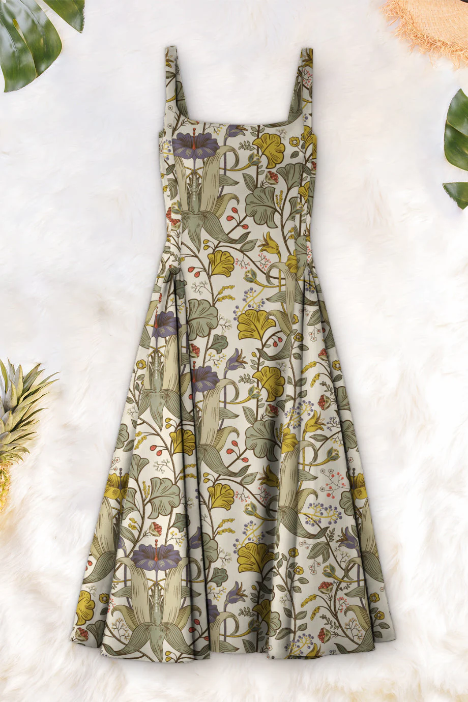 Robe Midi Plissée Zaila - Impression D'Efflorescence Sur Ivoire - Image 2