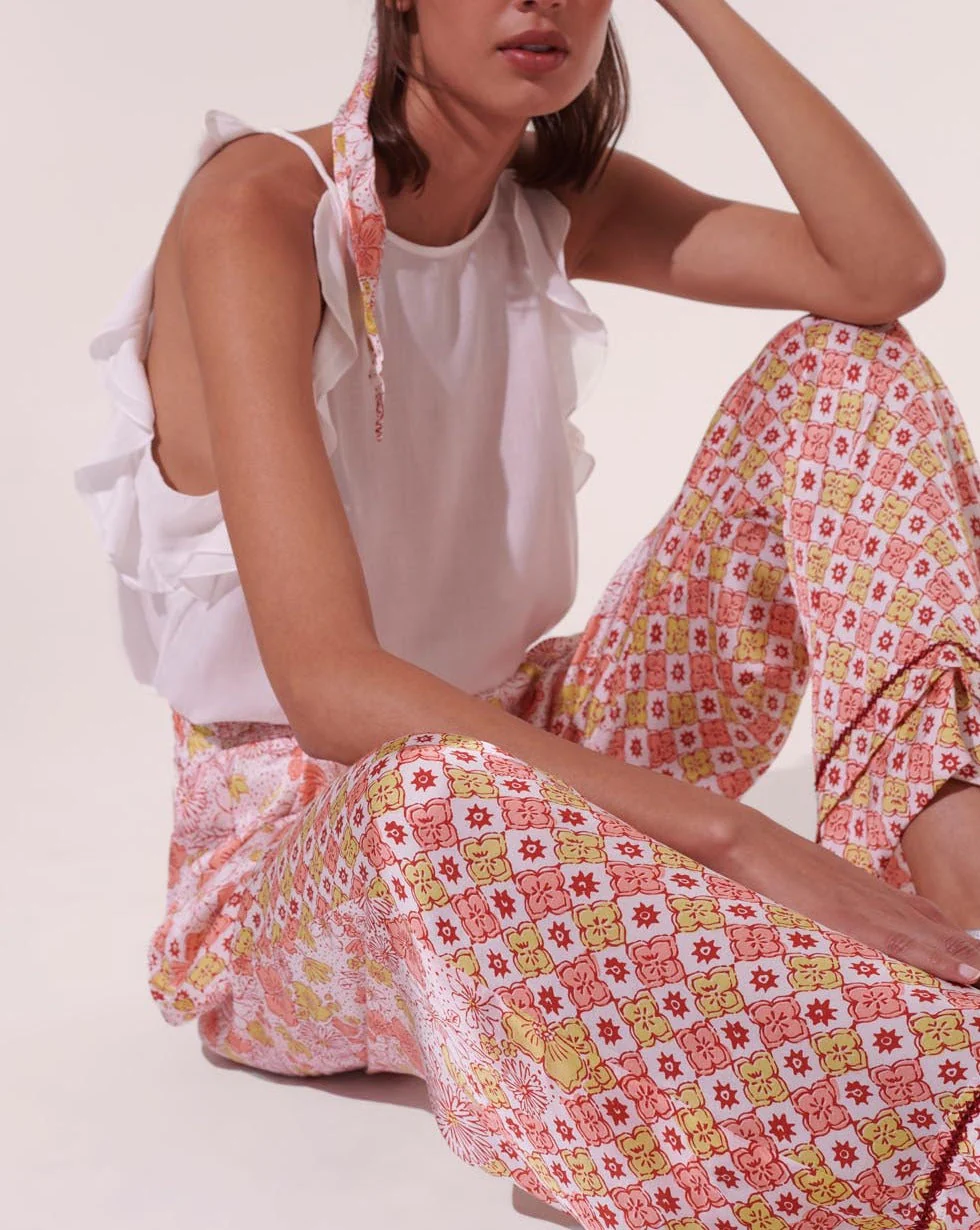 Pantalon Azia - White Pink Diagonal Batik - Femme - Image 3