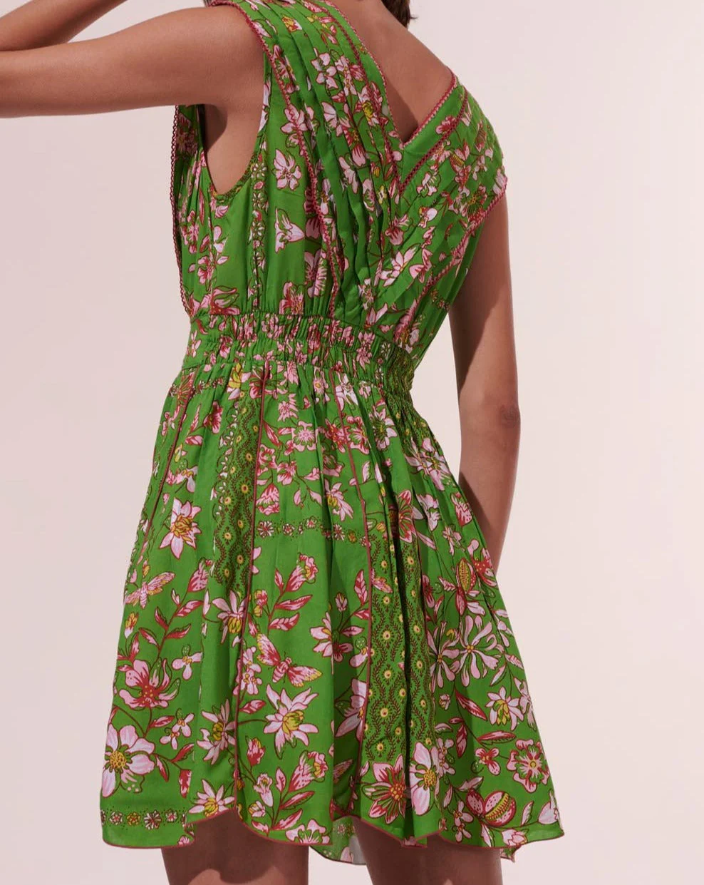Robe Courte Agnes - Green Botanique - Femme - Image 4