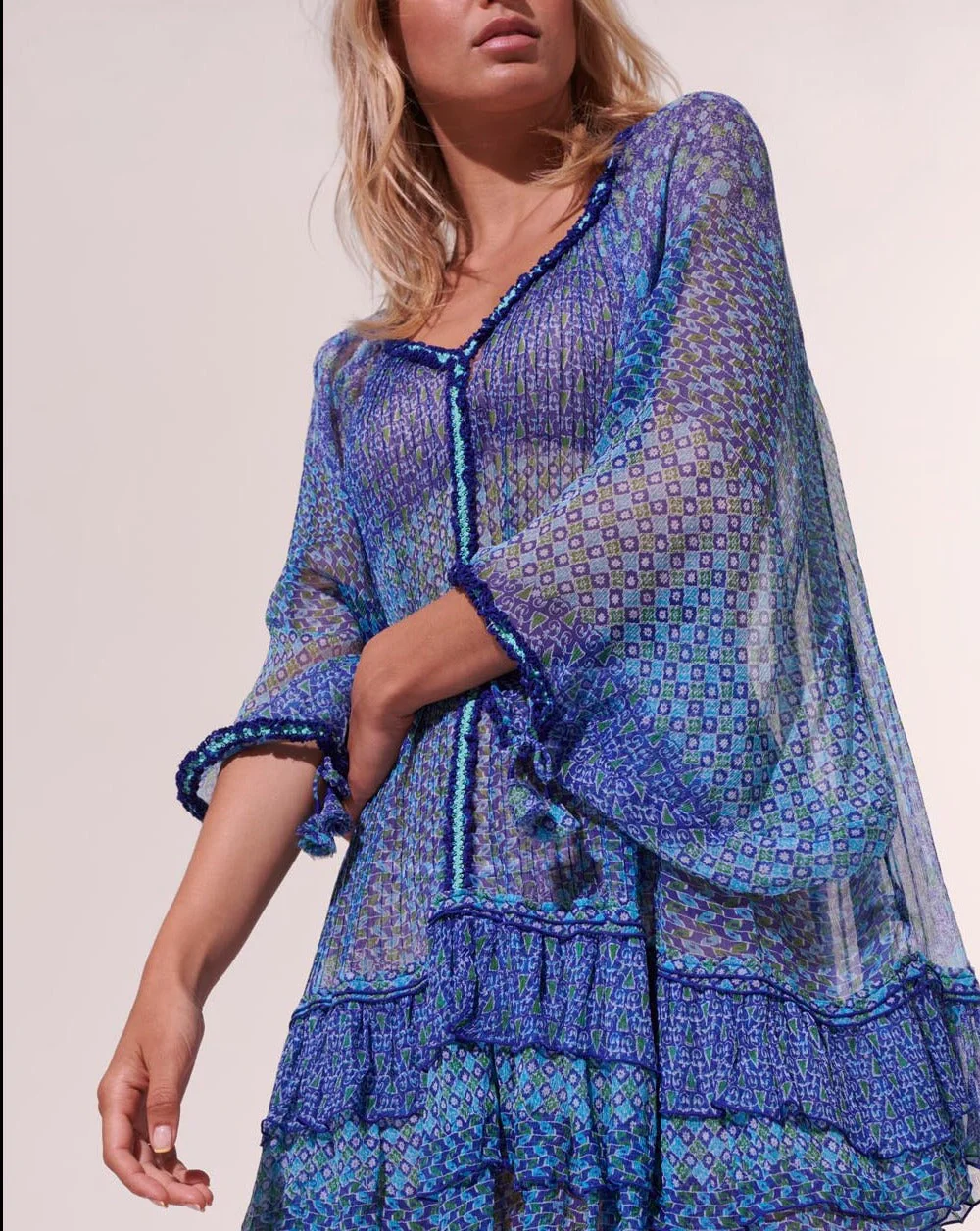Poncho Nava - Blue Batik Stripe - Femme - Image 2