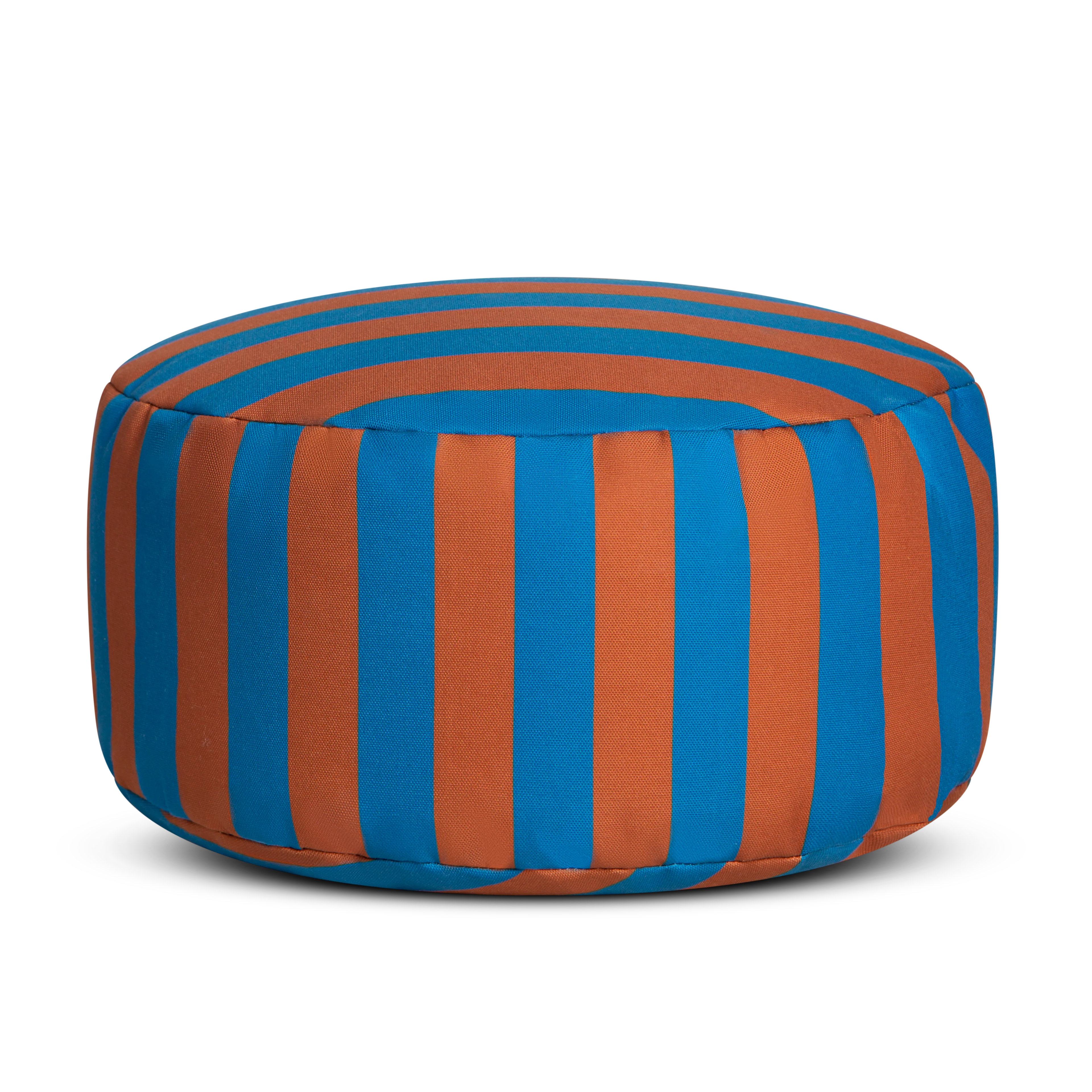 Pouf À Rayures - Bleu Et Marron - Image 2