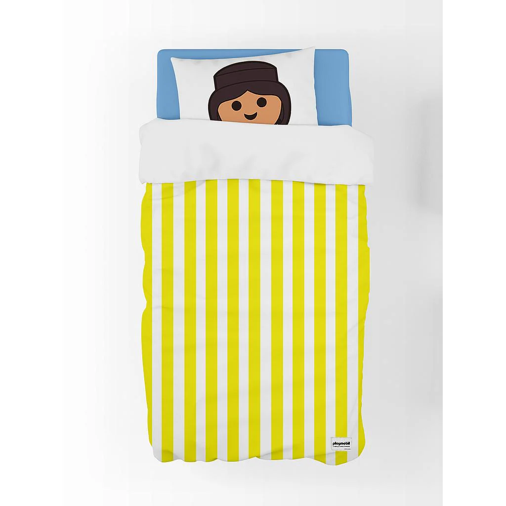 Parure De Lit Enfant À Rayures Playmobil - Jaune - Image 2