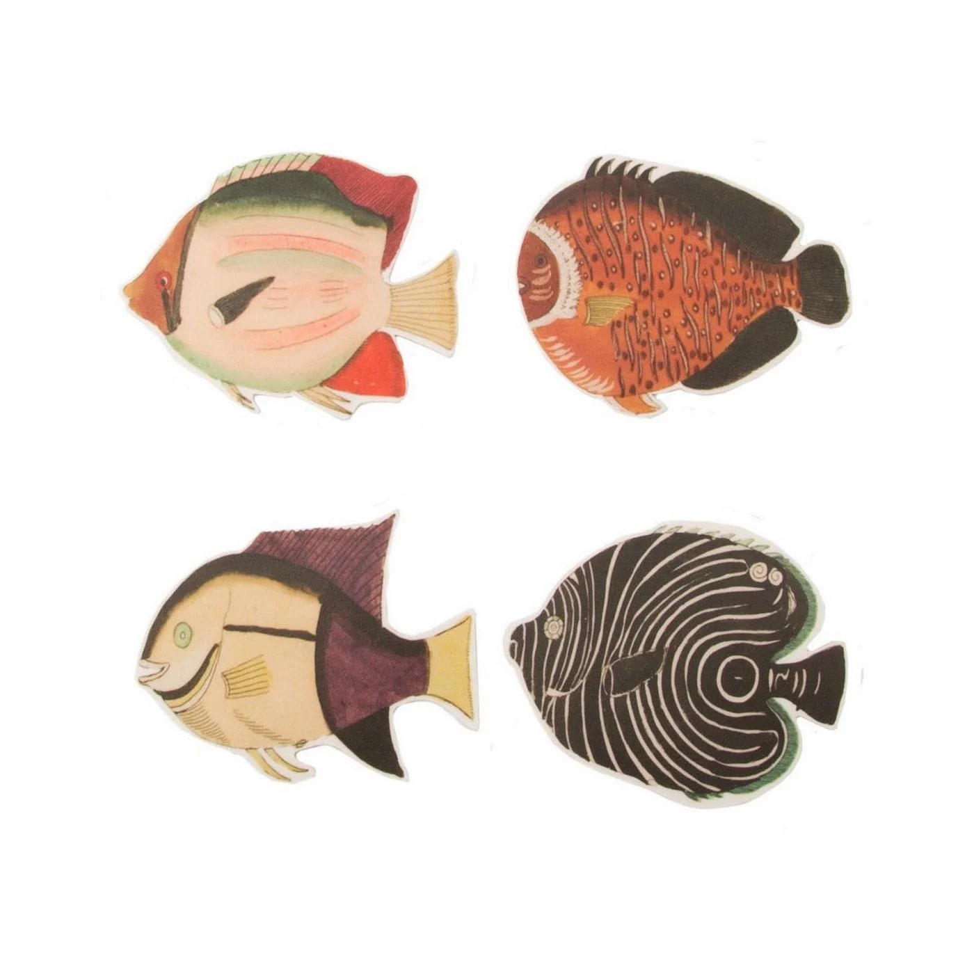 Set De 4 Sous-Verres En Linoléum Fishes - Multicolore - Image 3