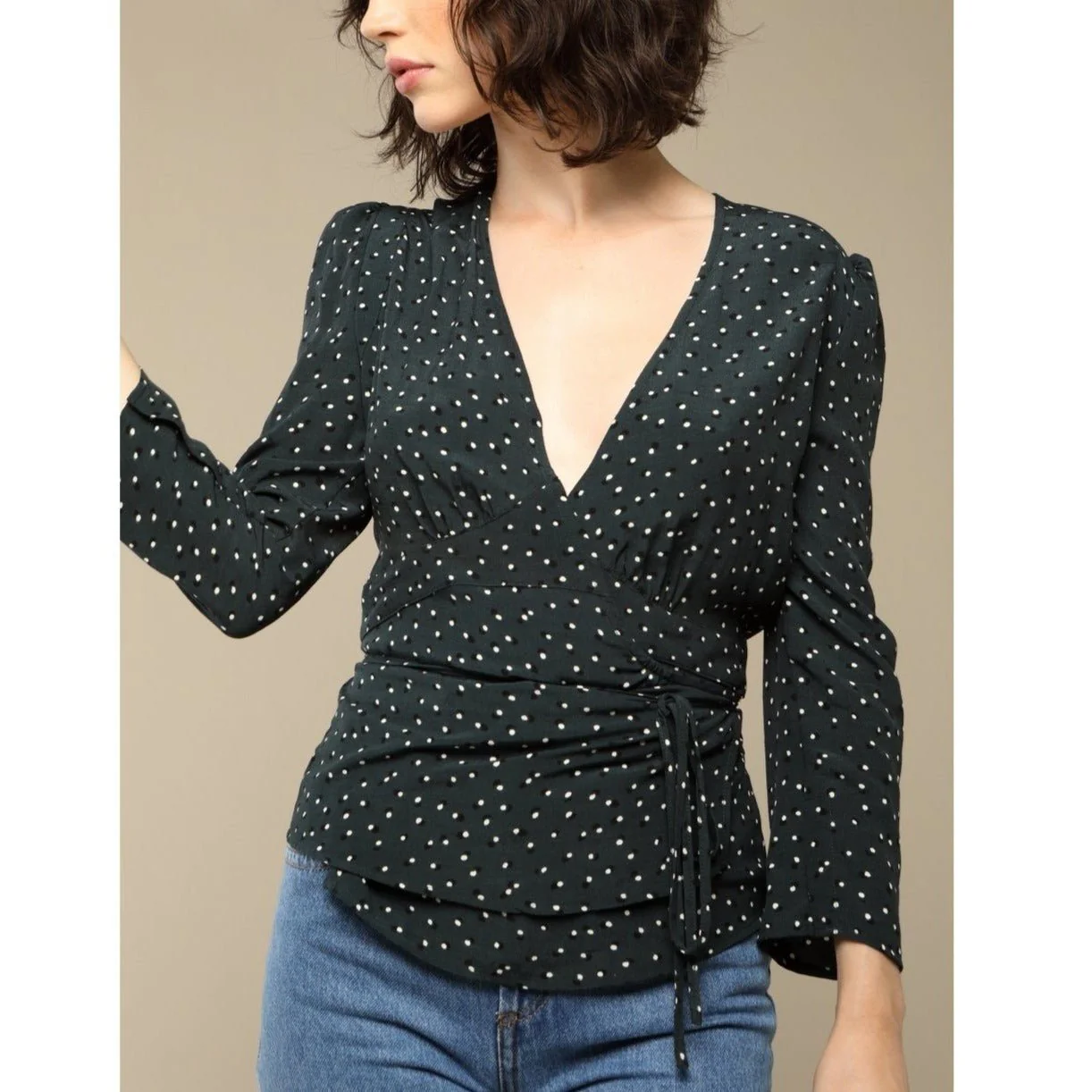 Blouse Anna - Pois Vert - Image 2