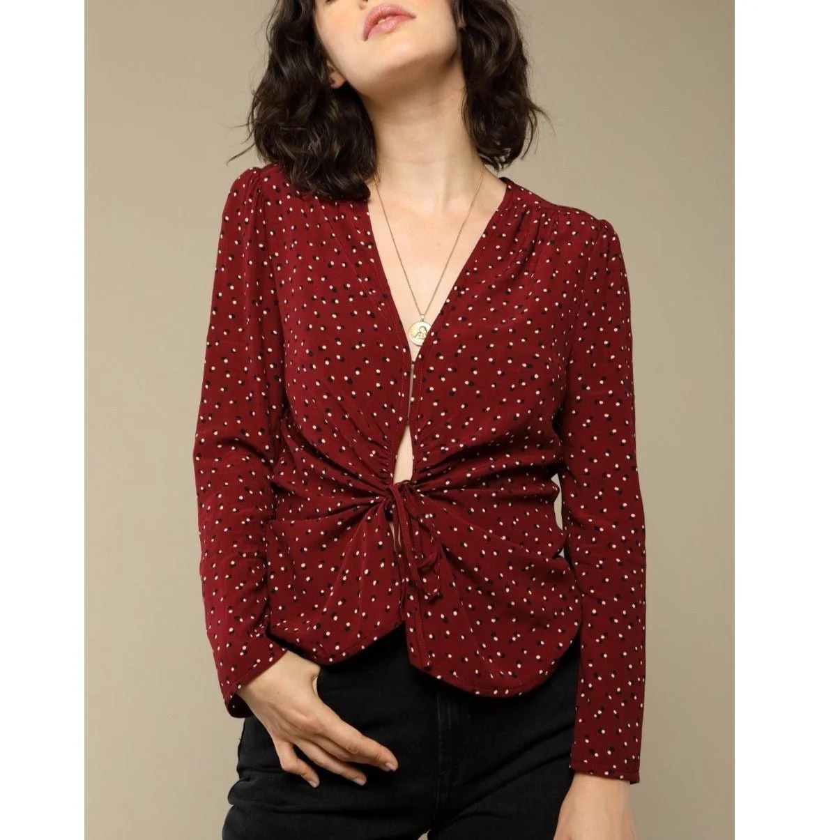 Blouse Yasmine - Pois Bordeaux - Image 2