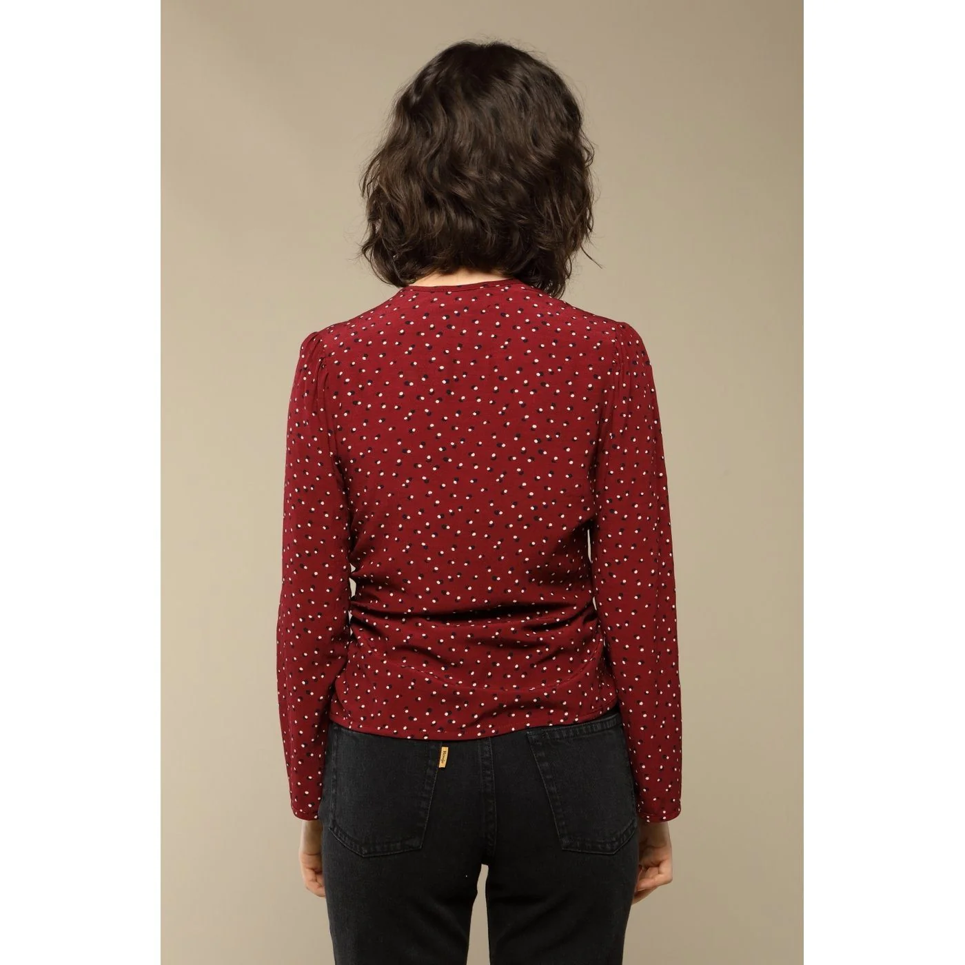 Blouse Yasmine - Pois Bordeaux - Image 3