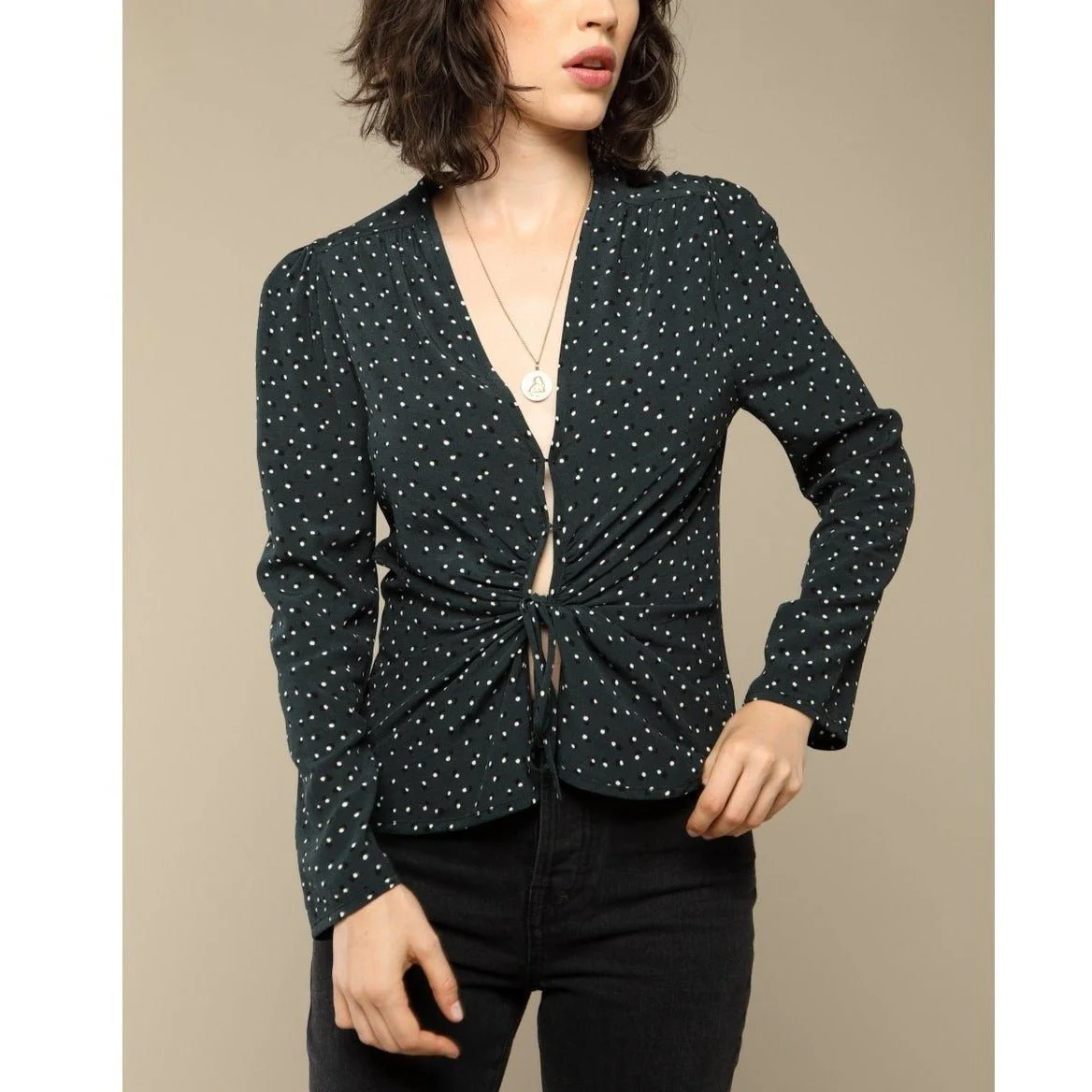 Blouse Yasmine - Pois Vert - Image 3