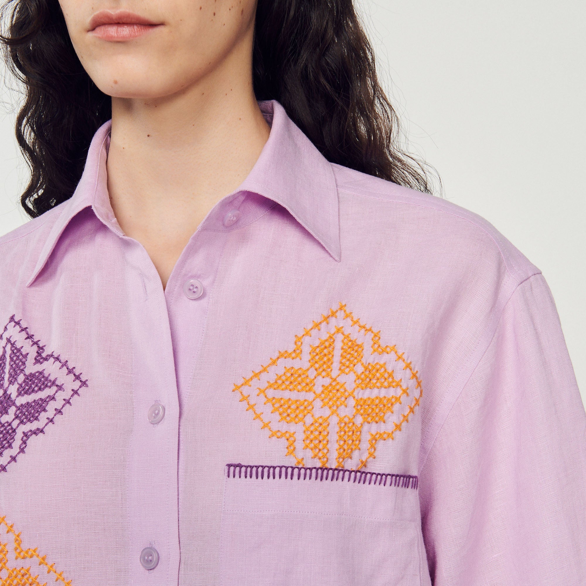 Chemise Oversize En Lin Brodé - Image 2