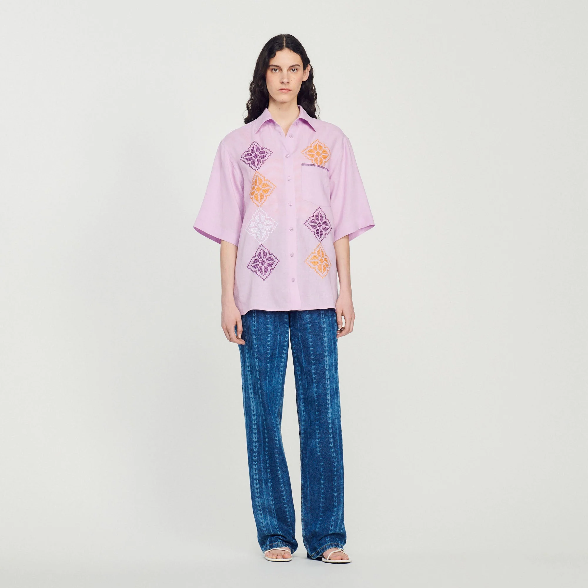 Chemise Oversize En Lin Brodé - Image 4