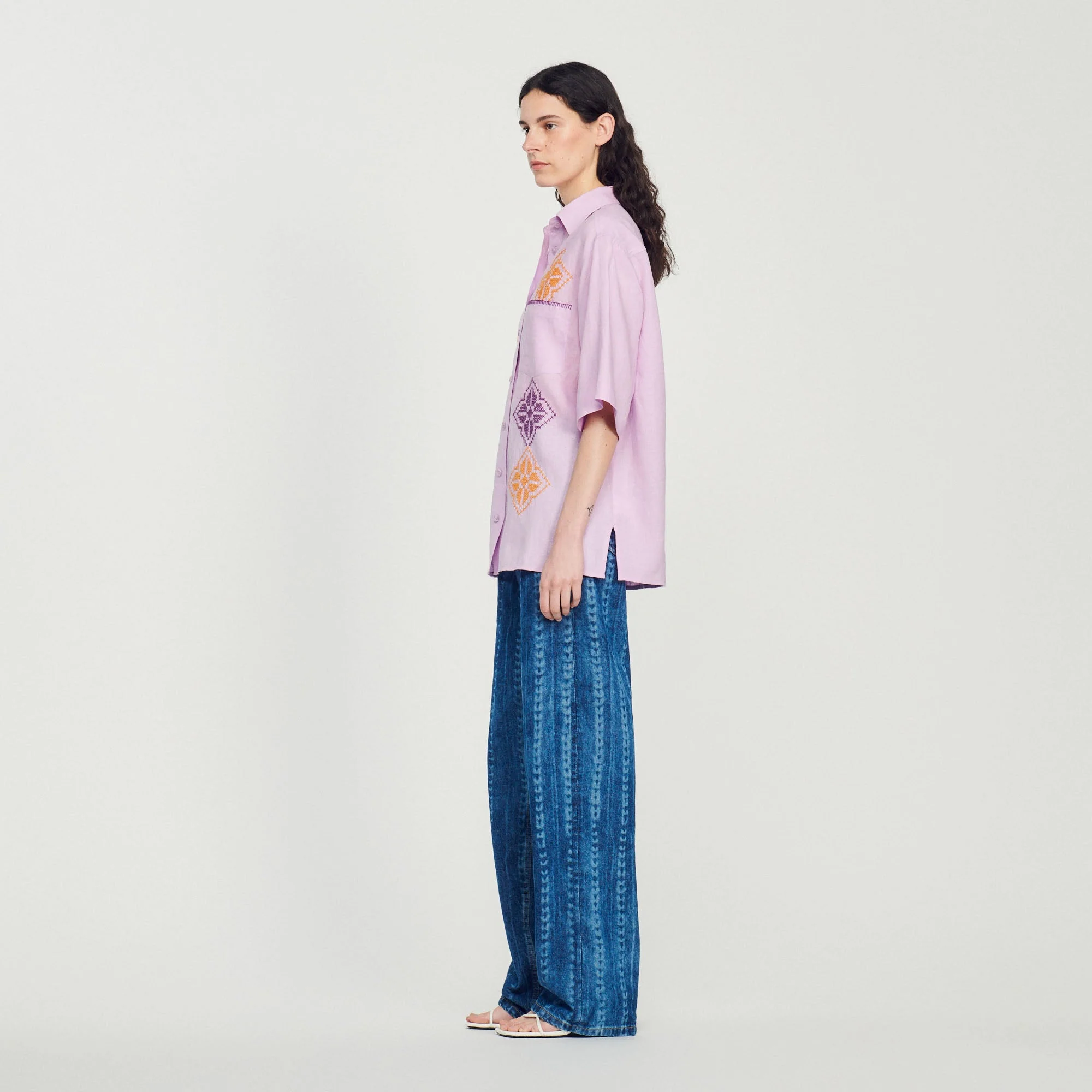Chemise Oversize En Lin Brodé - Image 7