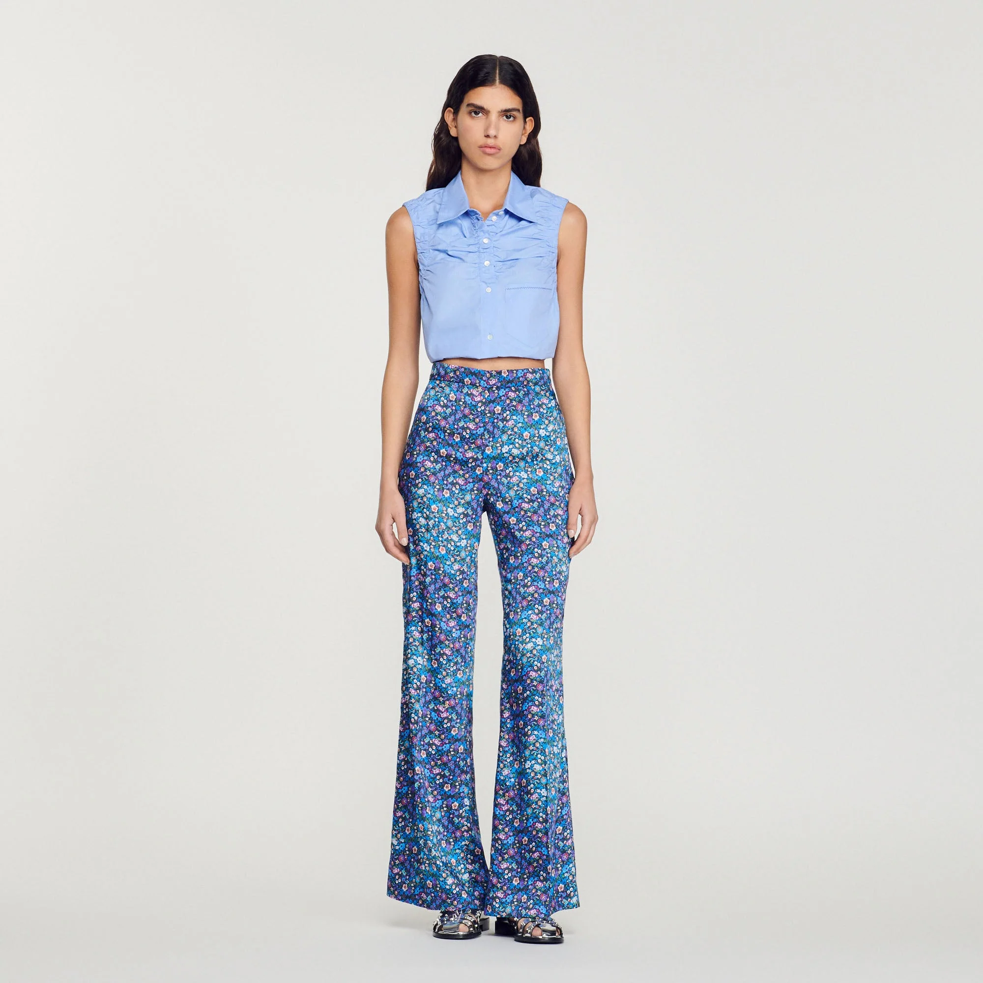 Pantalon Satiné Imprimé Fleuri - Image 4
