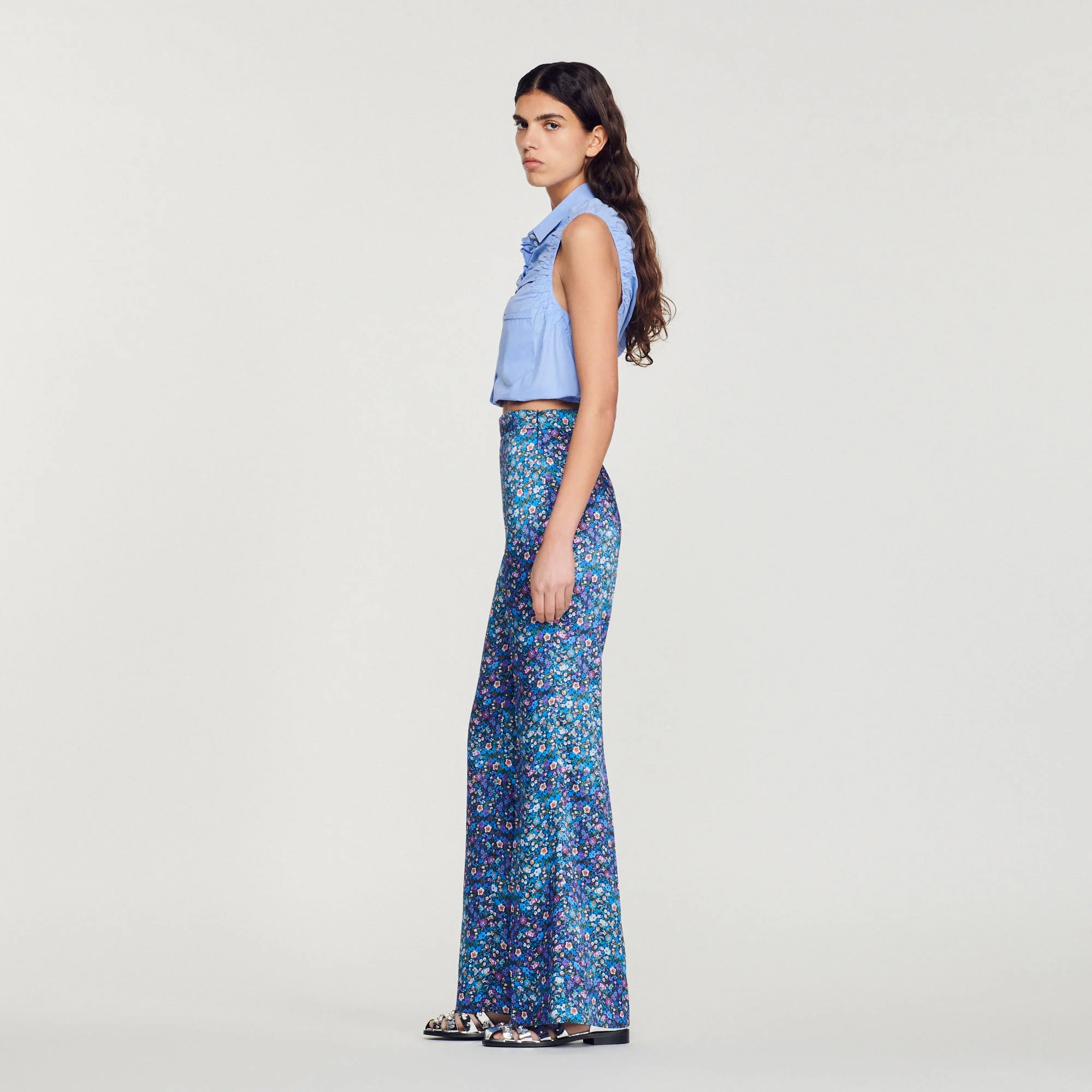 Pantalon Satiné Imprimé Fleuri - Image 7