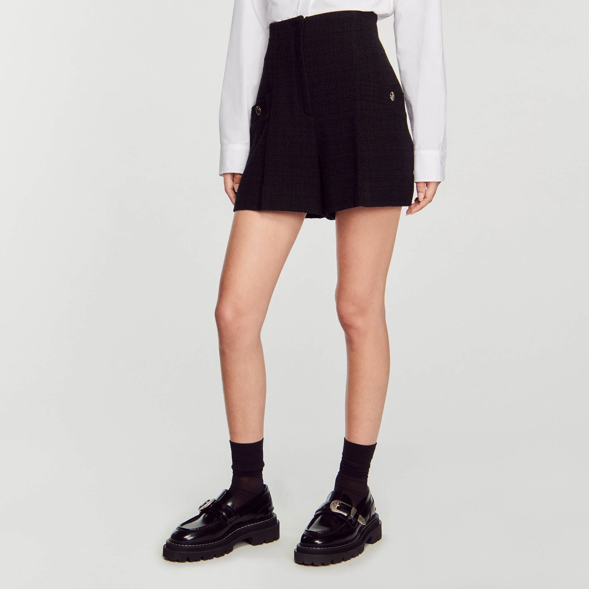 Short Taille Haute En Tweed - Image 5