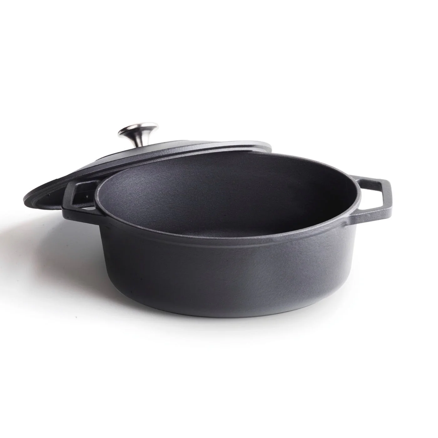 Cocotte Ovale En Fonte - Noir - 30cm - Image 3