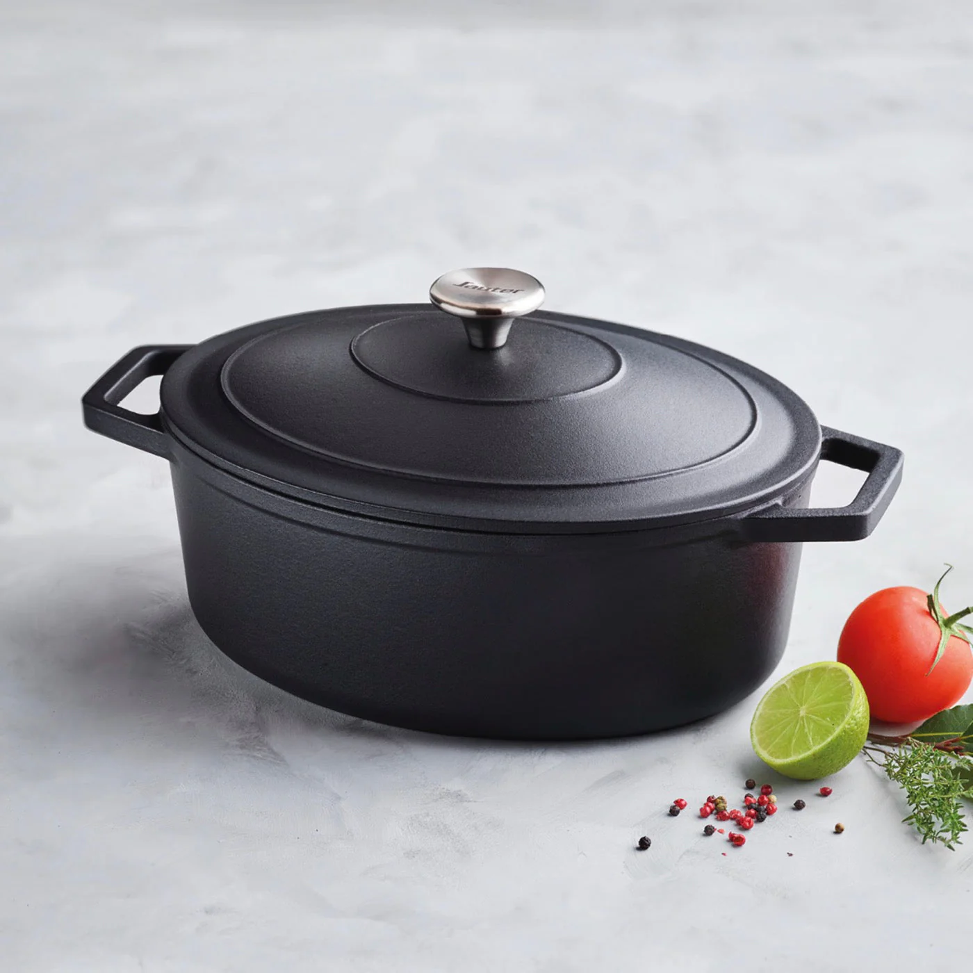 Cocotte Ovale En Fonte - Noir - 30cm - Image 5