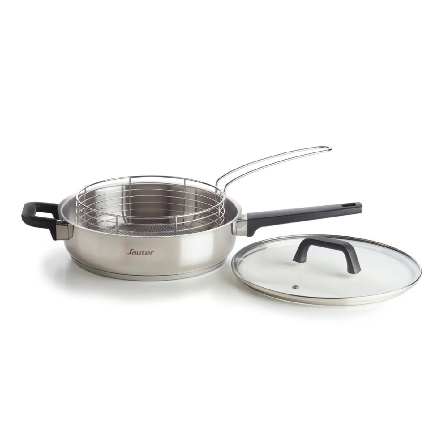 Sauteuse En Acier Inoxydable Avec Couvercle En Verre & Corbeille - Qulinox - Argenté - 26cm + 22cm - Image 5